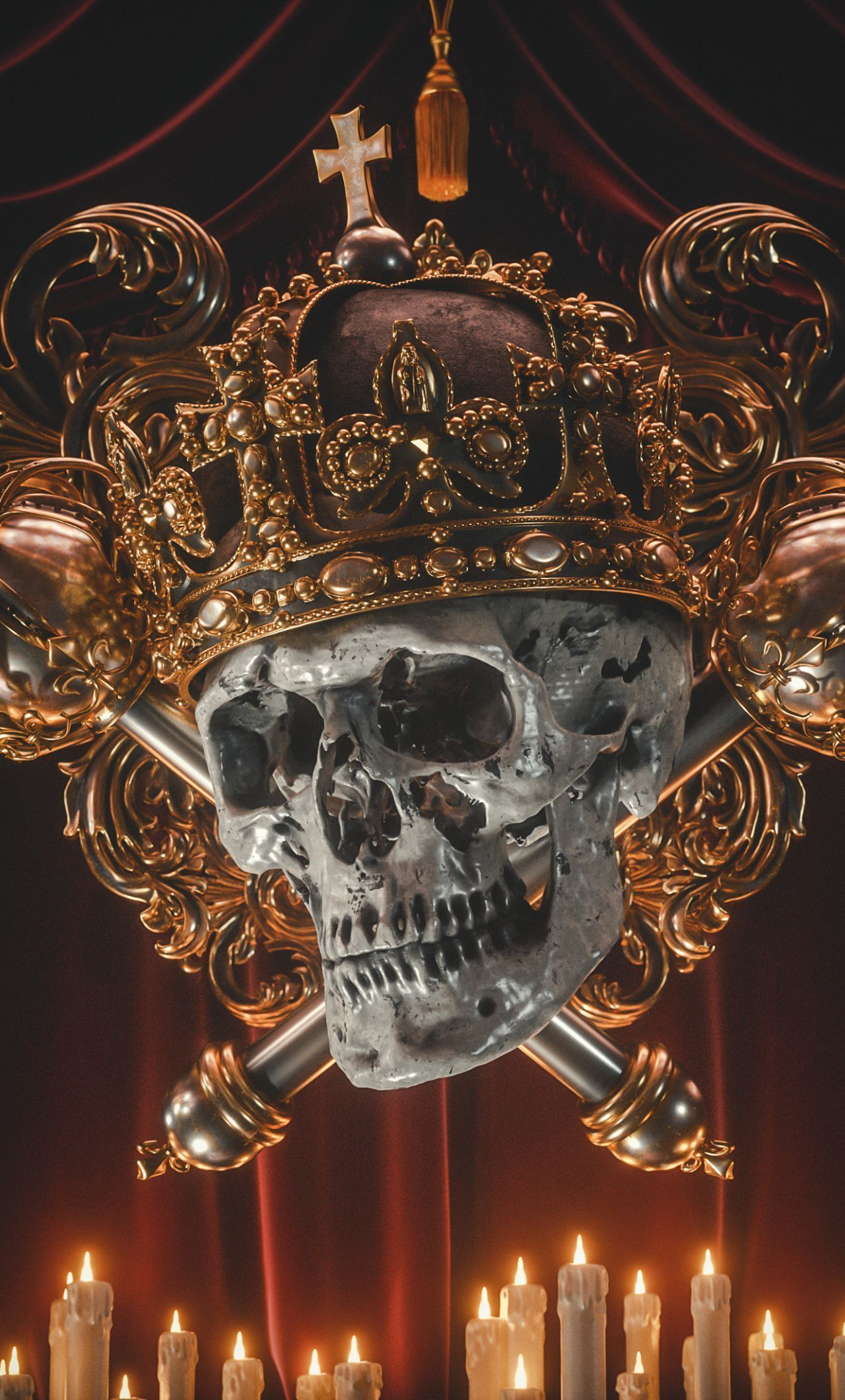 1280x2120 wallpaper 1280x2120 crown on skull