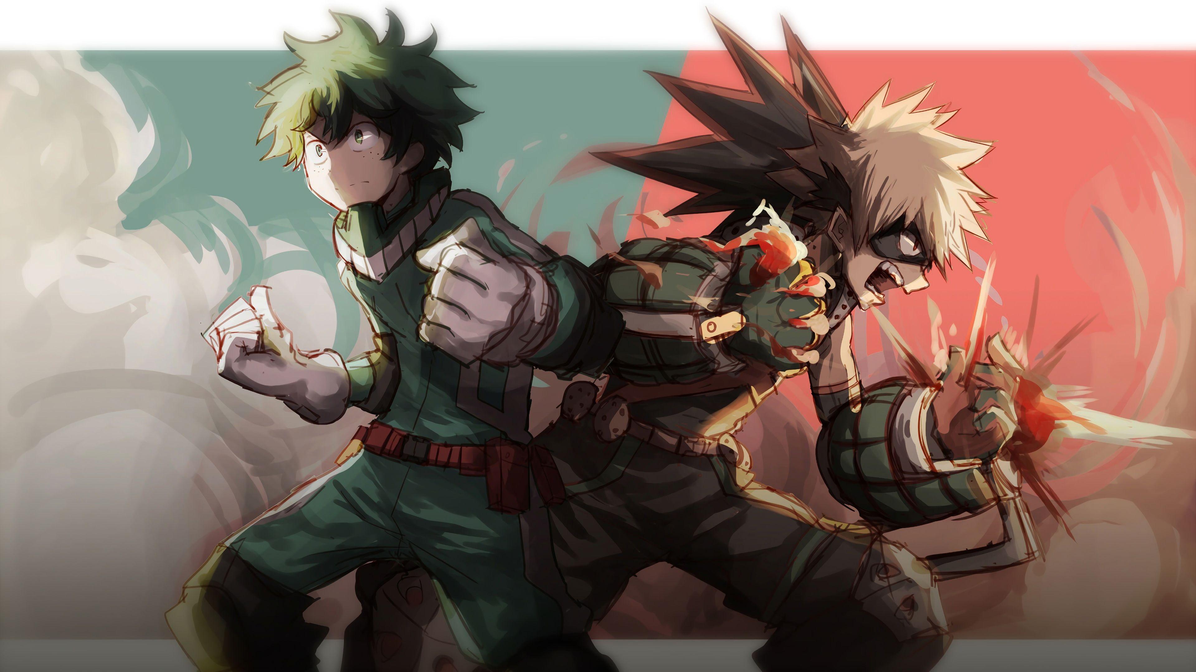 3840x2160 Katsuki Bakugou and Izuku Midoriya My Hero Academia