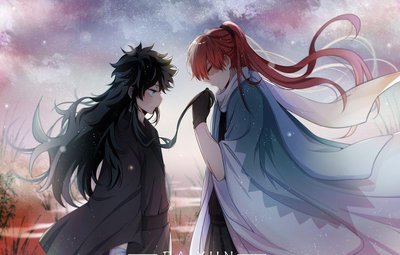 1332x850 Wallpaper anime, two, long hair, Fanart, Boku no Hero