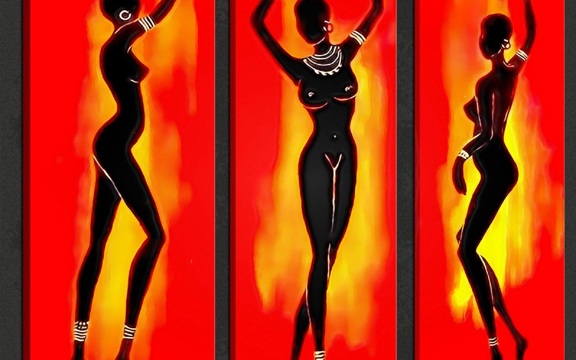 1920x1200 African Art, African Artwork, Dancers, Modern Art
