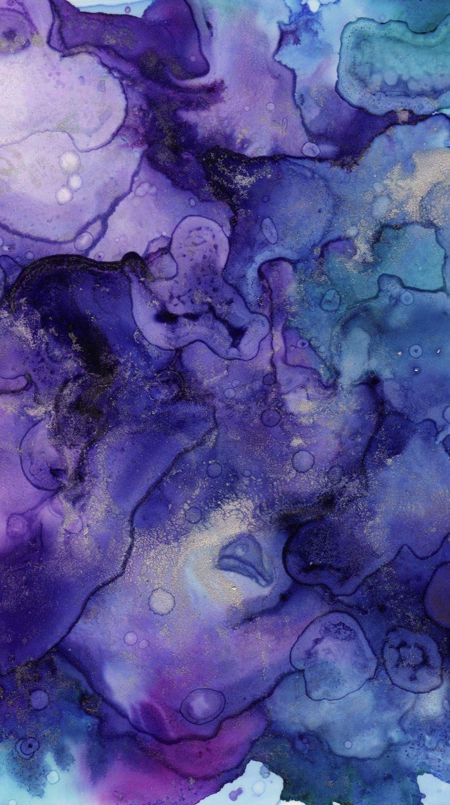890x1590 iPhone Wallpaper. Blue, Violet, Purple, Watercolor paint