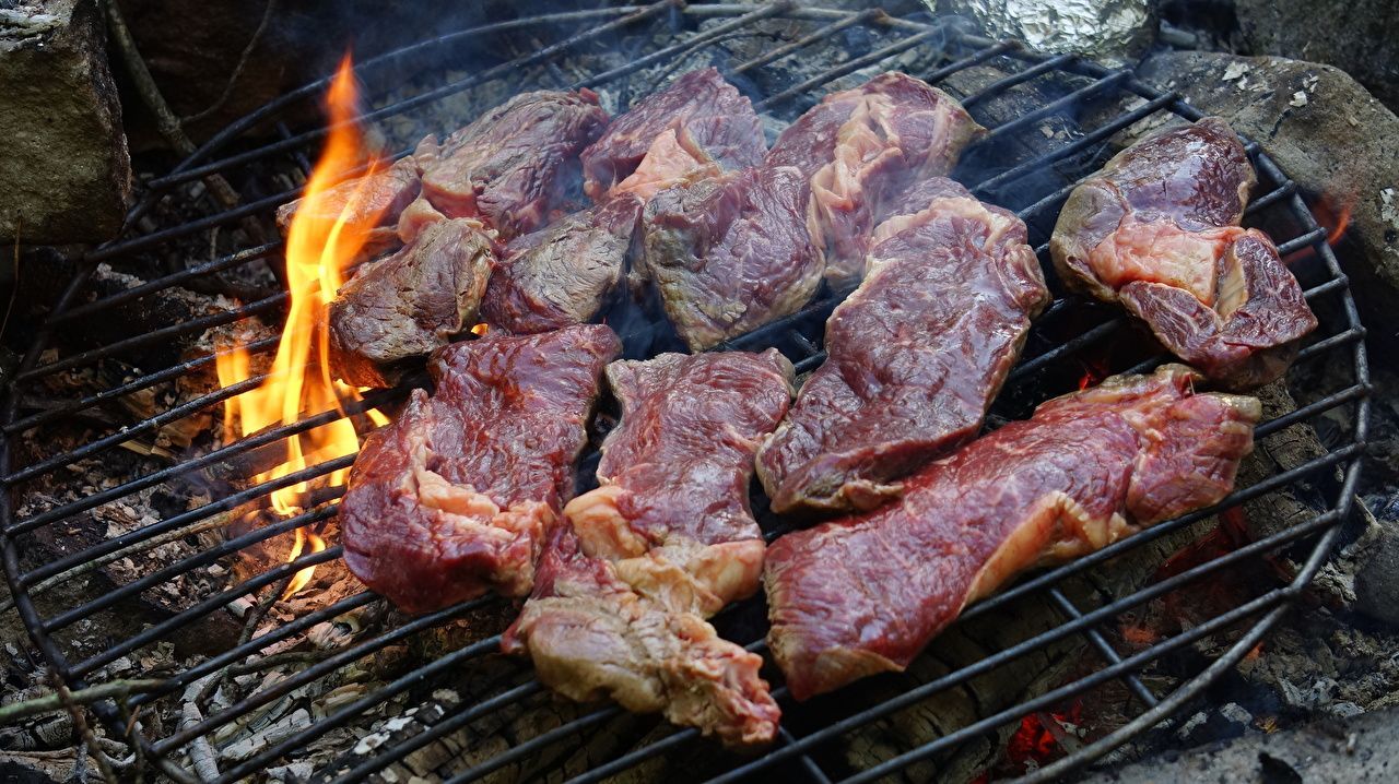 1280x718 Photos Bonfire Grill Fire pieces Food