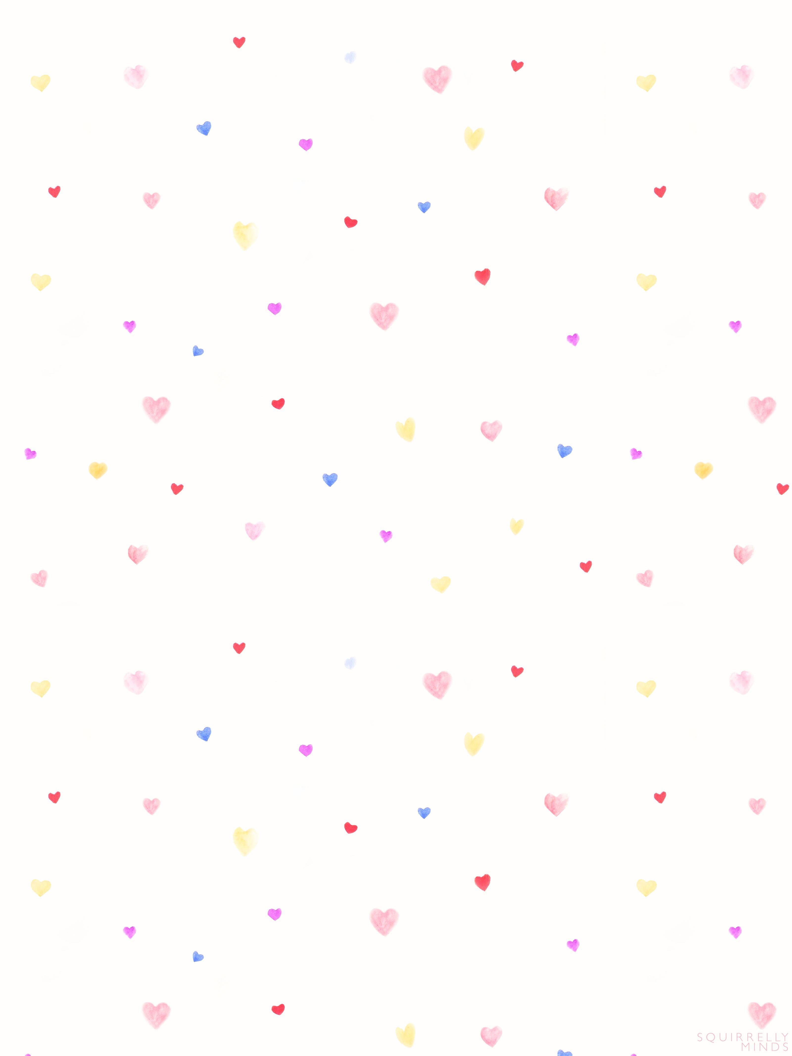 3201x4268 Watercolor Hearts Valentine's Day Wallpaper Downloads