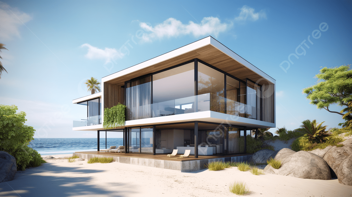 1200x673 Exterior View Of A Modern Beach House