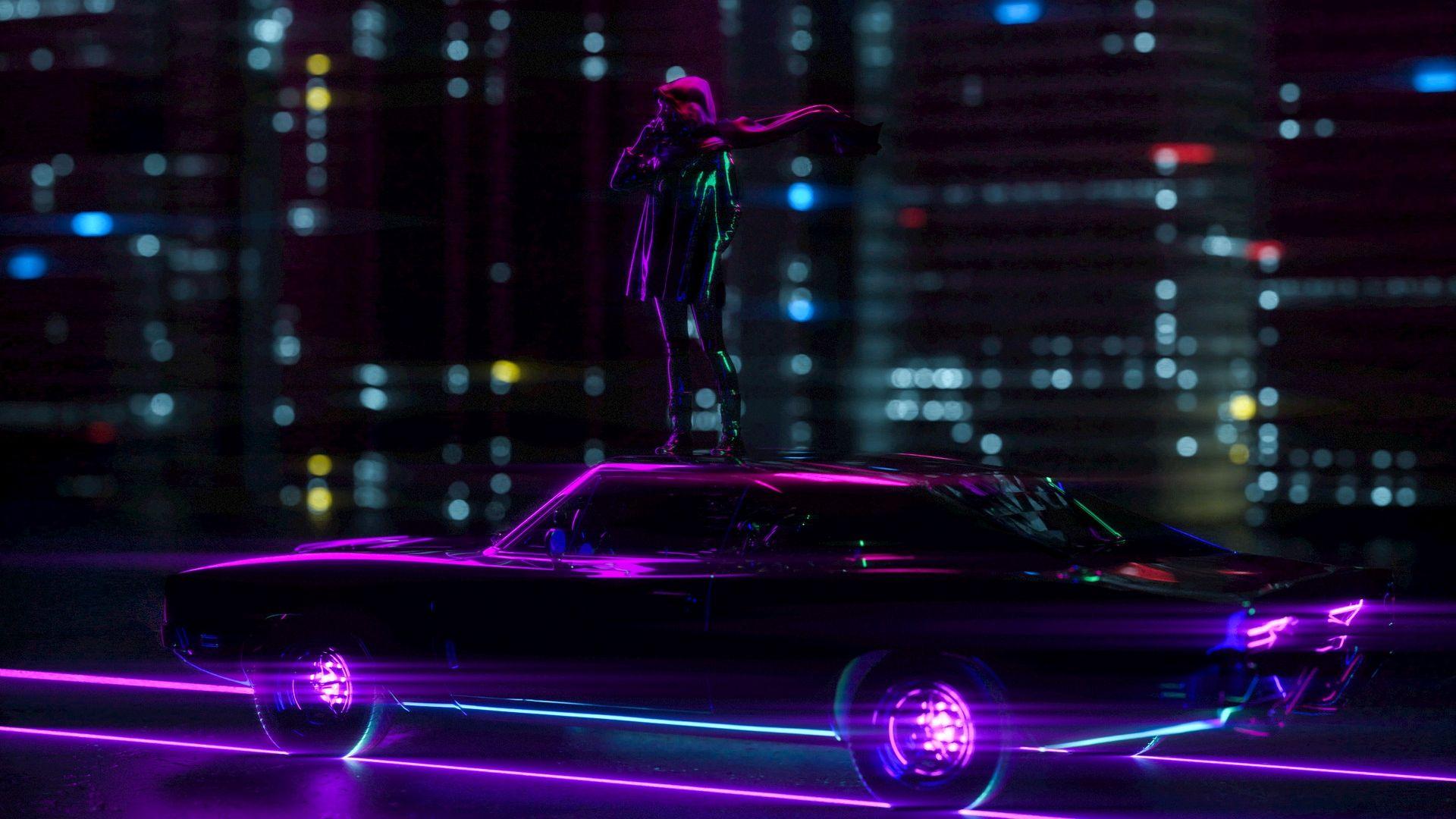 neon car wallpaper - Opera add-ons