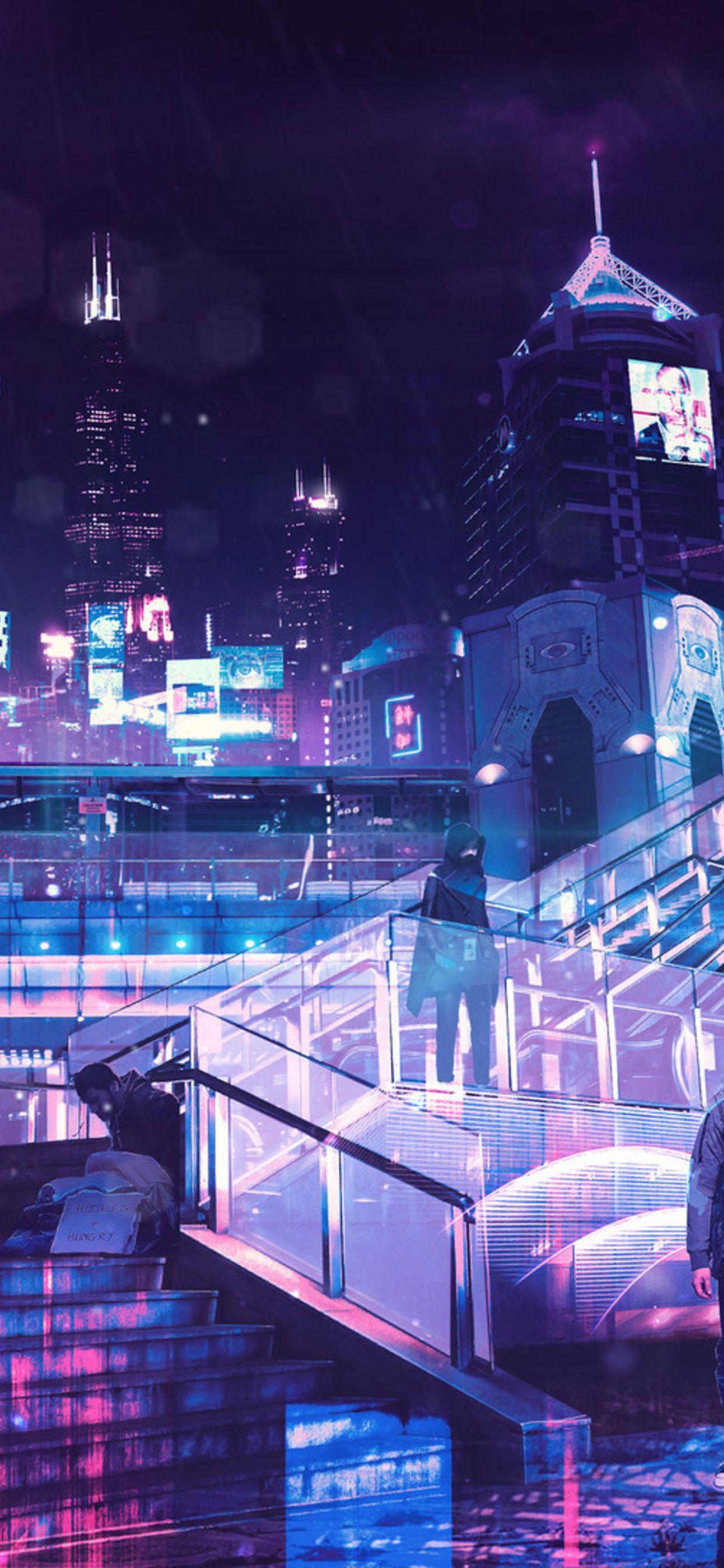 Cyberpunk Sci-Fi City 4K Wallpaper iPhone HD Phone #3371m