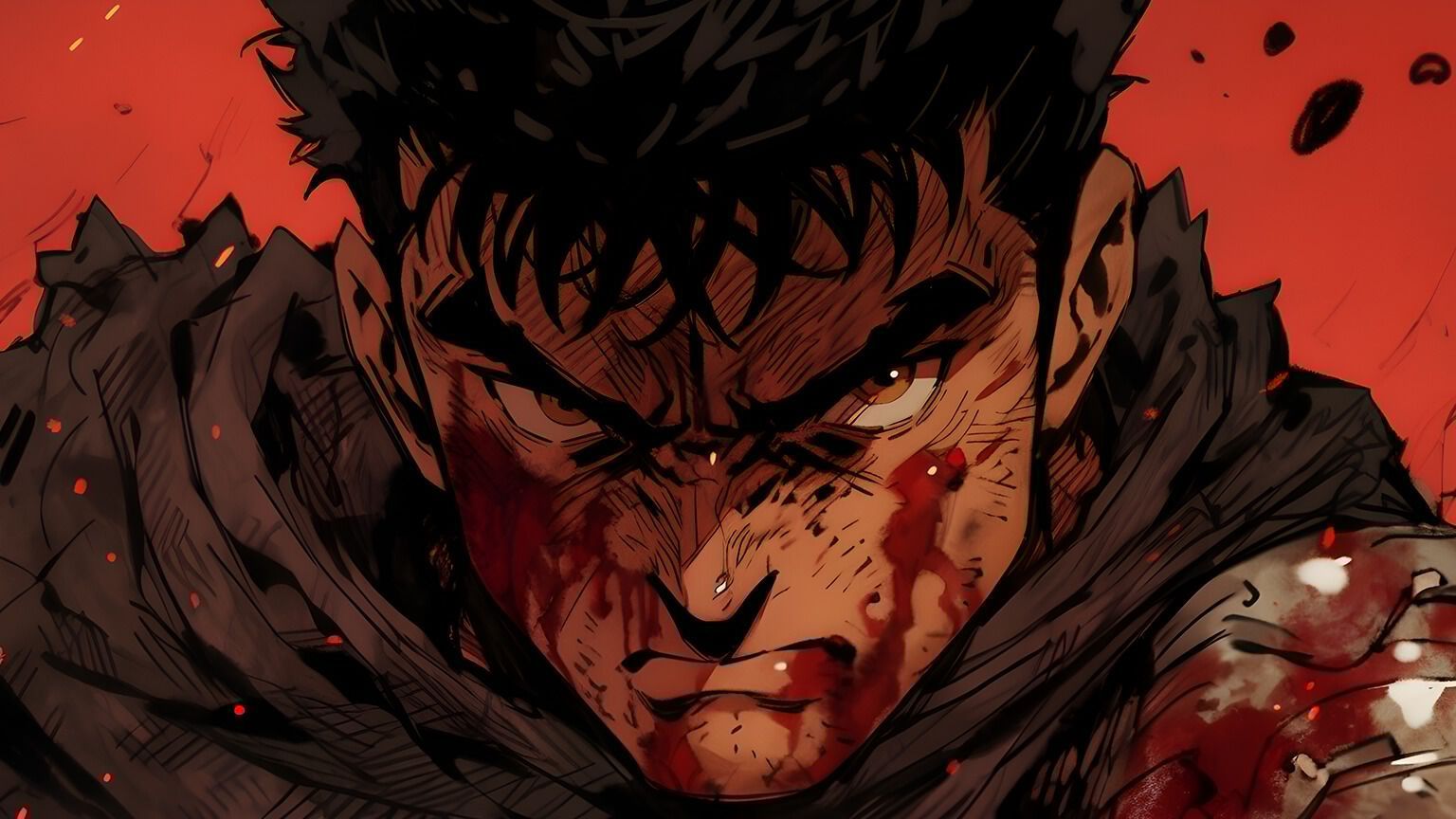 1536x864 Berserk Guts in Blood Red Desktop