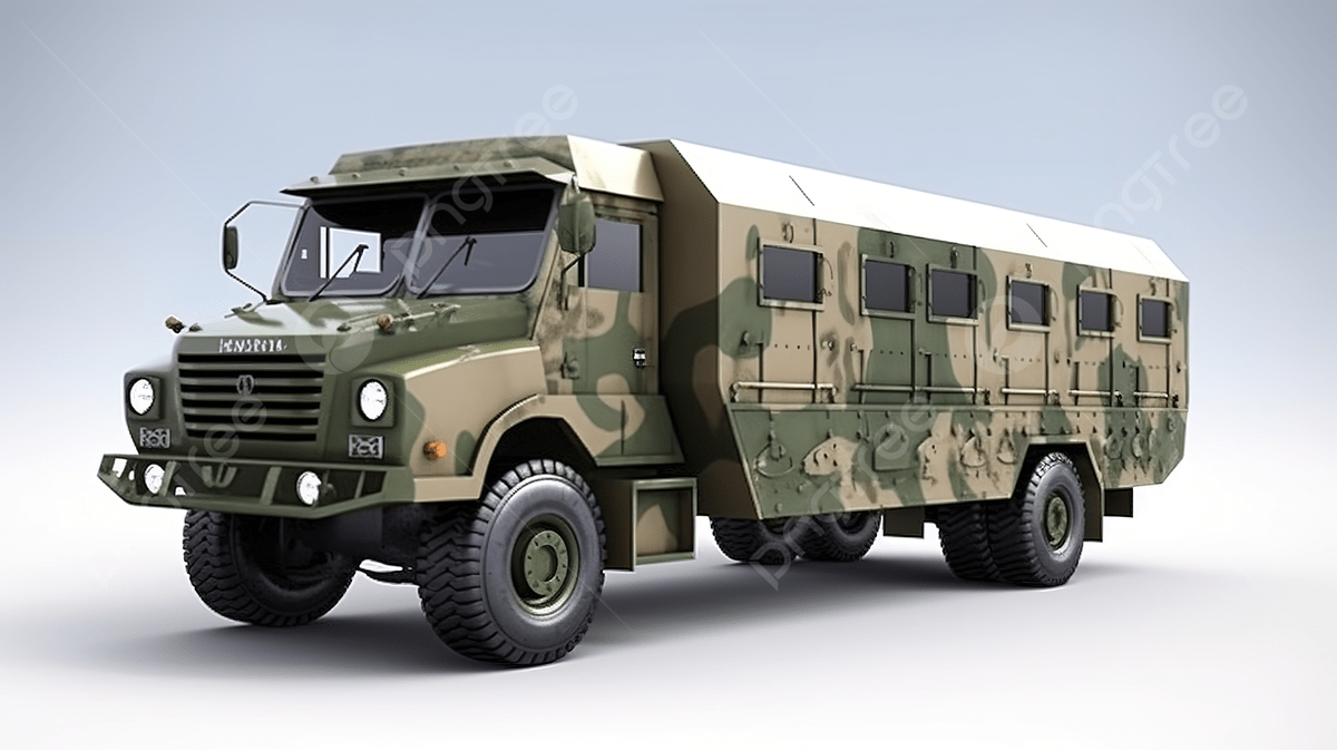 1200x673 3D Illustration Of An Army Bus Designed