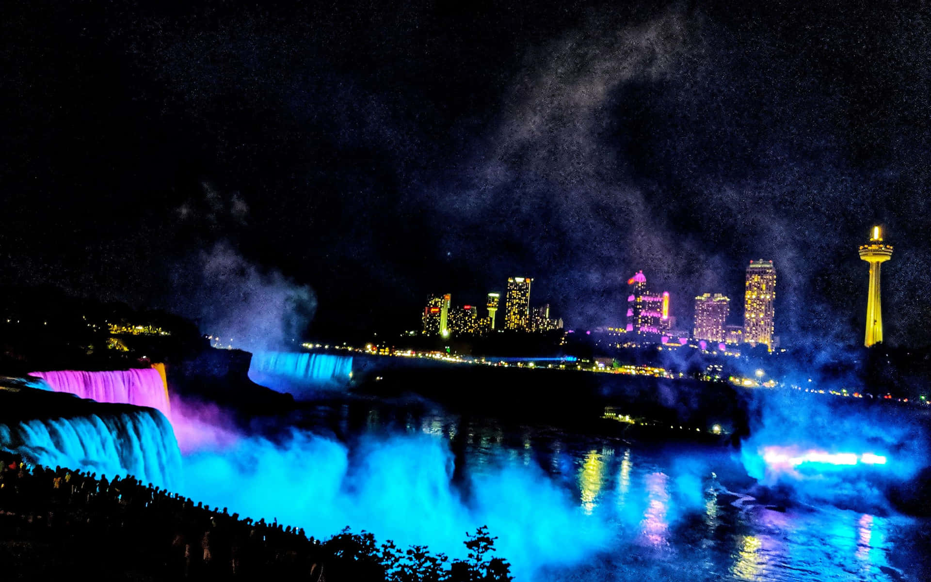 1920x1201 Download a city is lit up at night Wallpaper