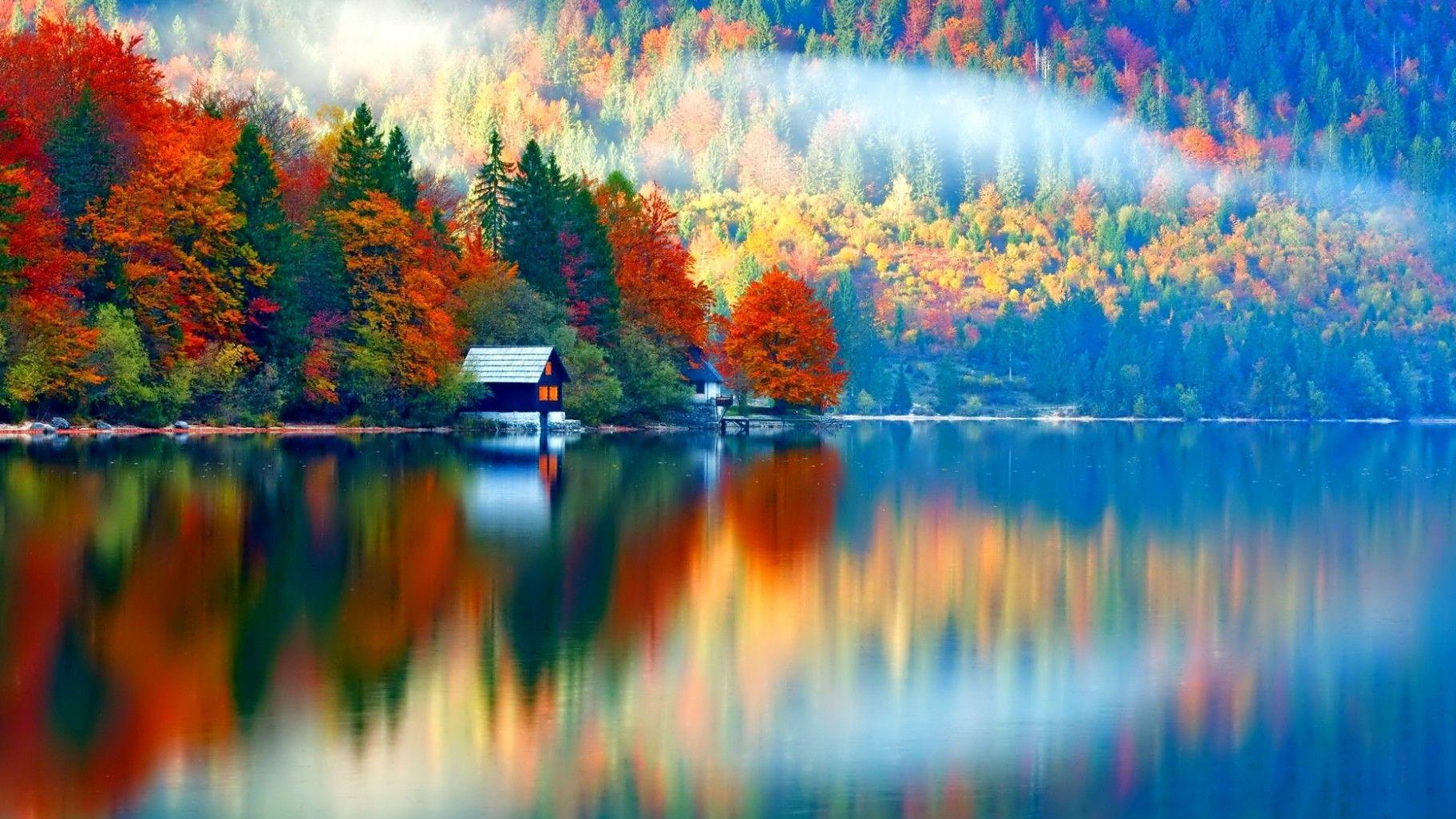 1824x1026 nature landscape trees forest fall colorful water