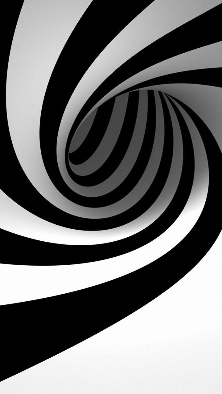 720x1280 3D Black and White Wallpaper