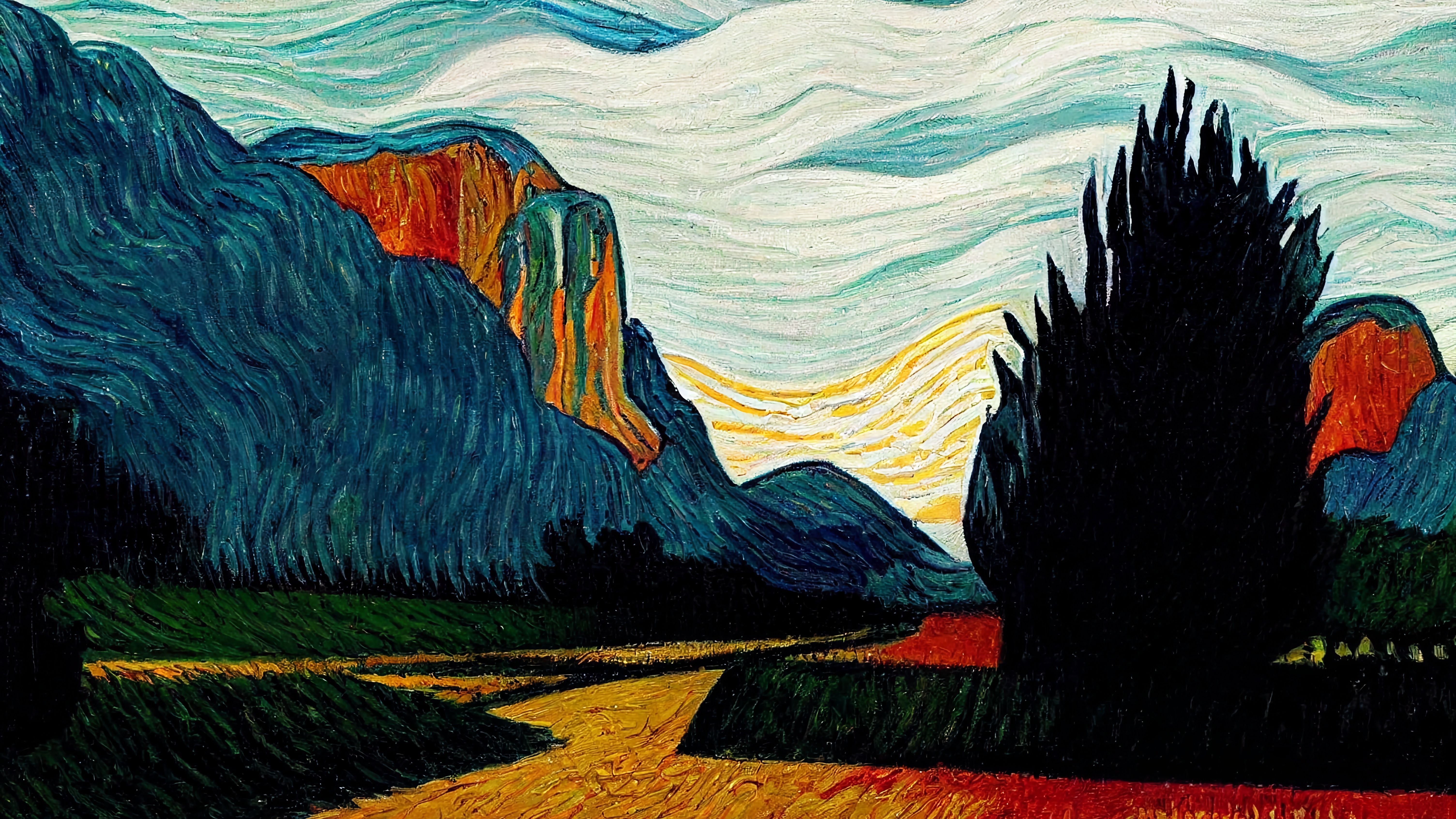 6016x3384 macOS Meets Van Gogh
