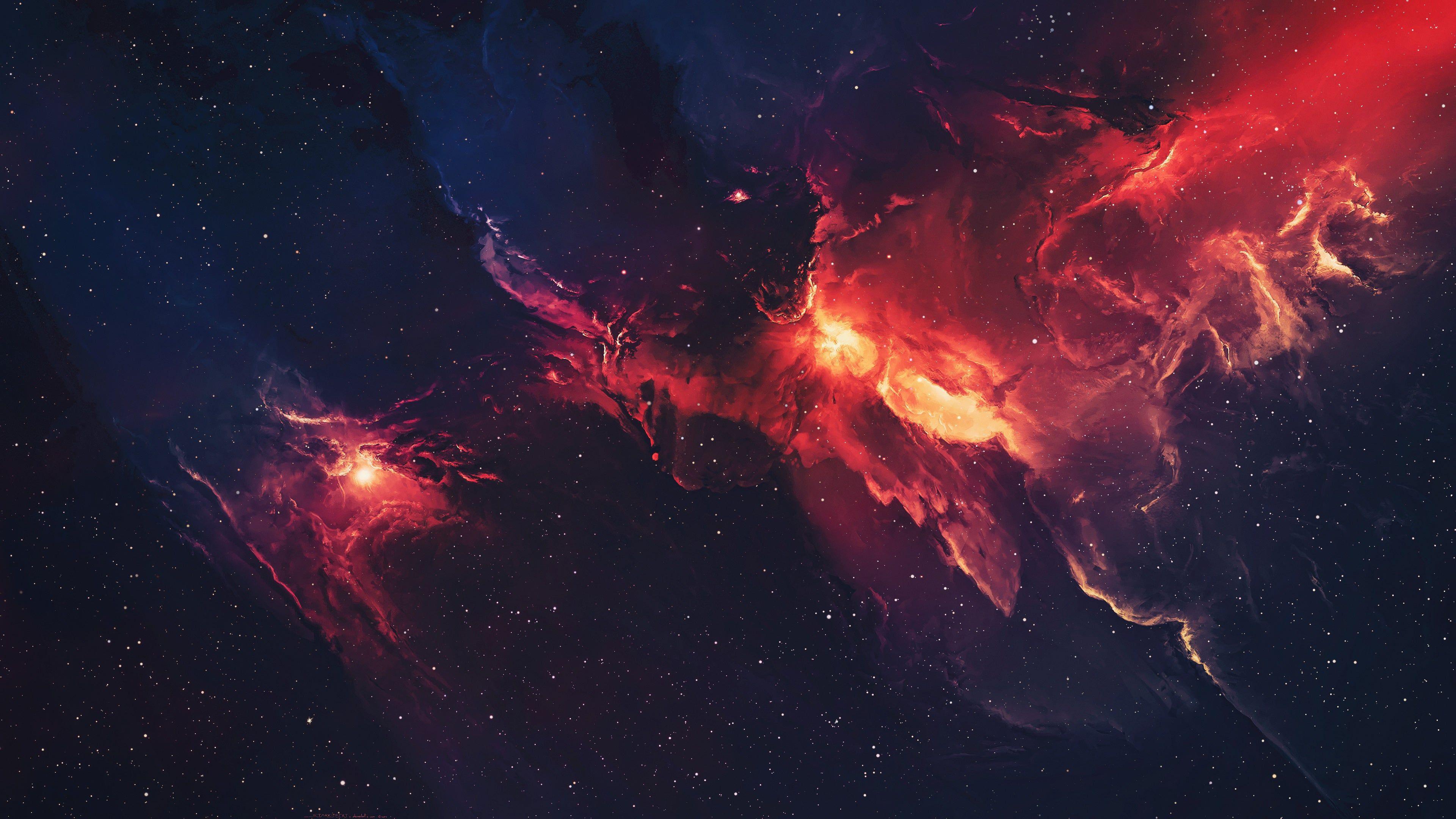 Hình nền 4K 3840x2160 Red and Blue Nebula