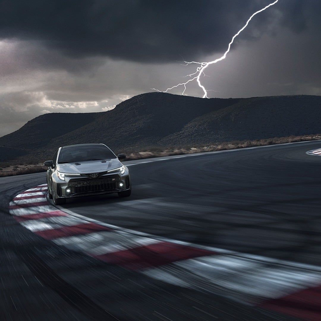 1080x1080 GR Corolla on track with lighting image