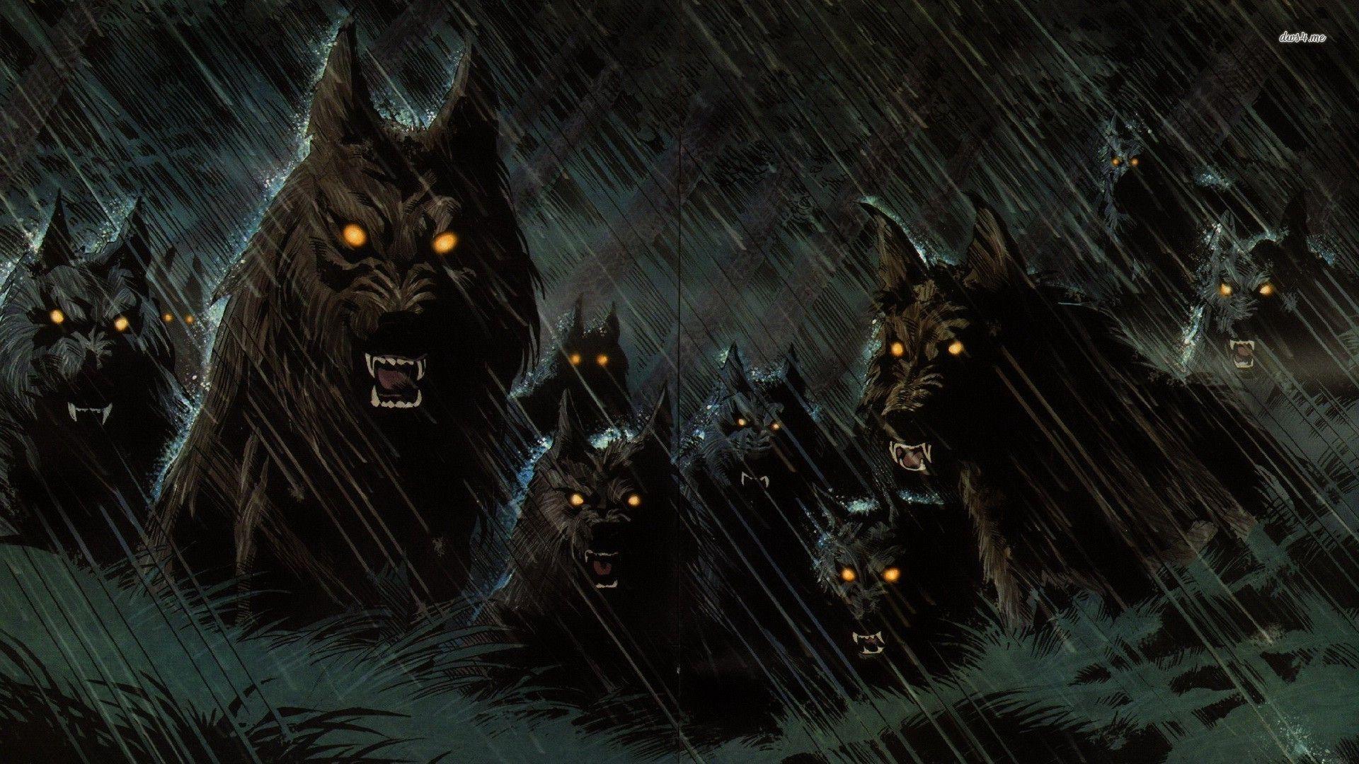 1920x1080 Werewolf pack in the rain wallpaper wallpaper