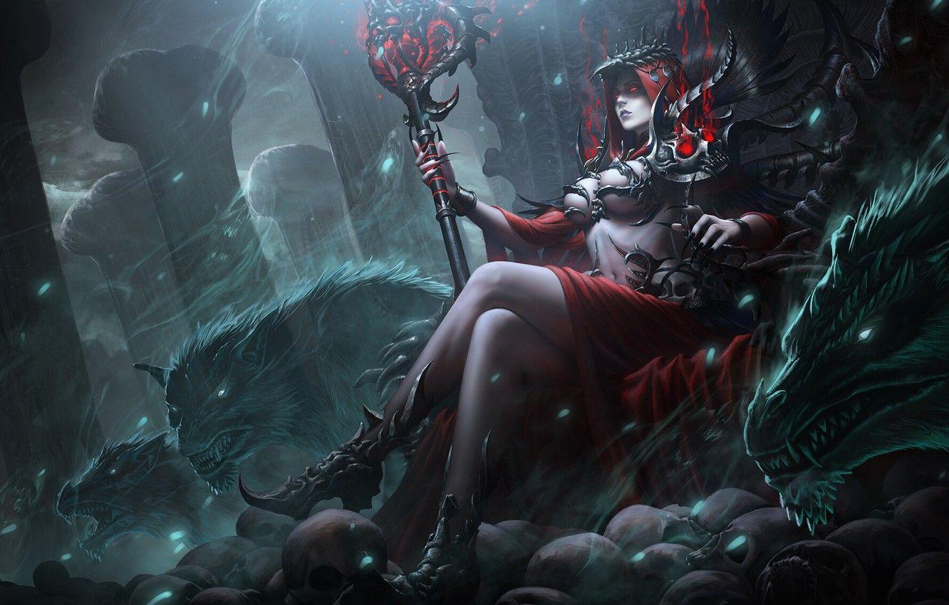 1332x850 Wallpaper Girl, Monsters, Monster, Armor, Style, Girl, Magic, Mouth, Witch, Darkness, Fantasy, Werewolf, Monster, Fear, Art, Art image for desktop, section фантастика