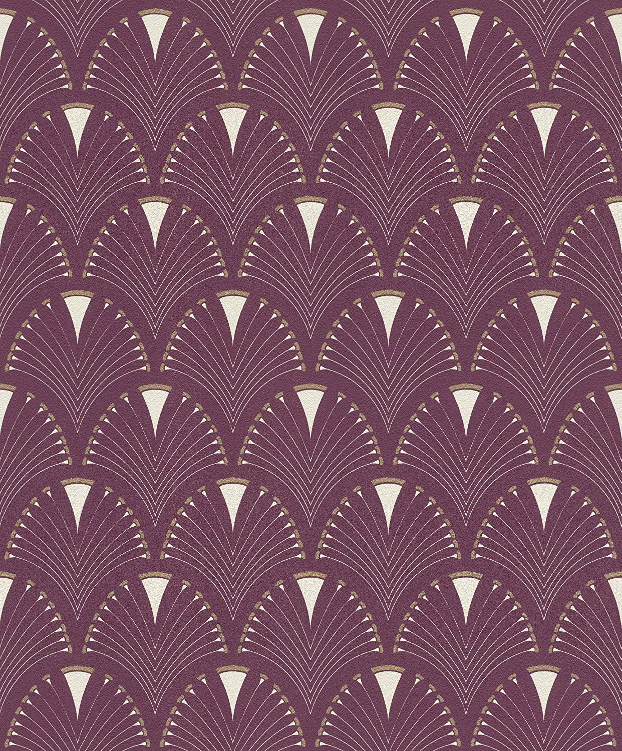 1242x1500 Modern Art Art Deco Fan Wallpaper Plum Gold Rasch 433241