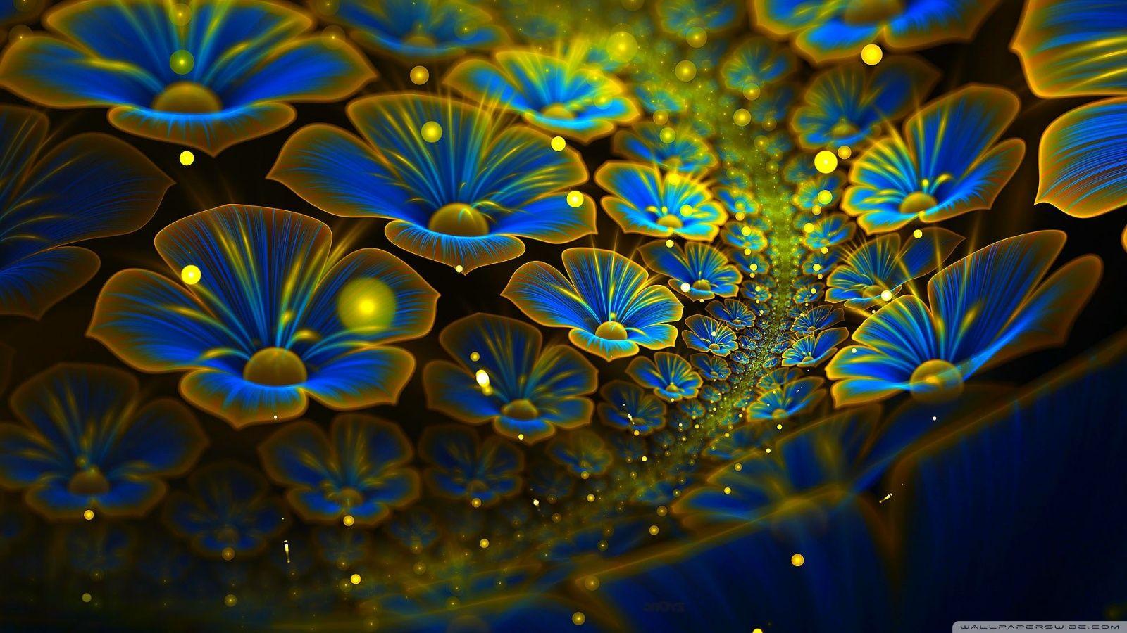 1600x900 Blue Flowers Art ❤ 4K HD Desktop Wallpaper for 4K Ultra HD