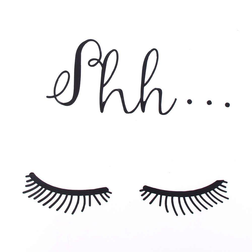 1000x1000 LESUPERAY Cute Beautiful Shh Eyelash Vinyl Wall Stickers