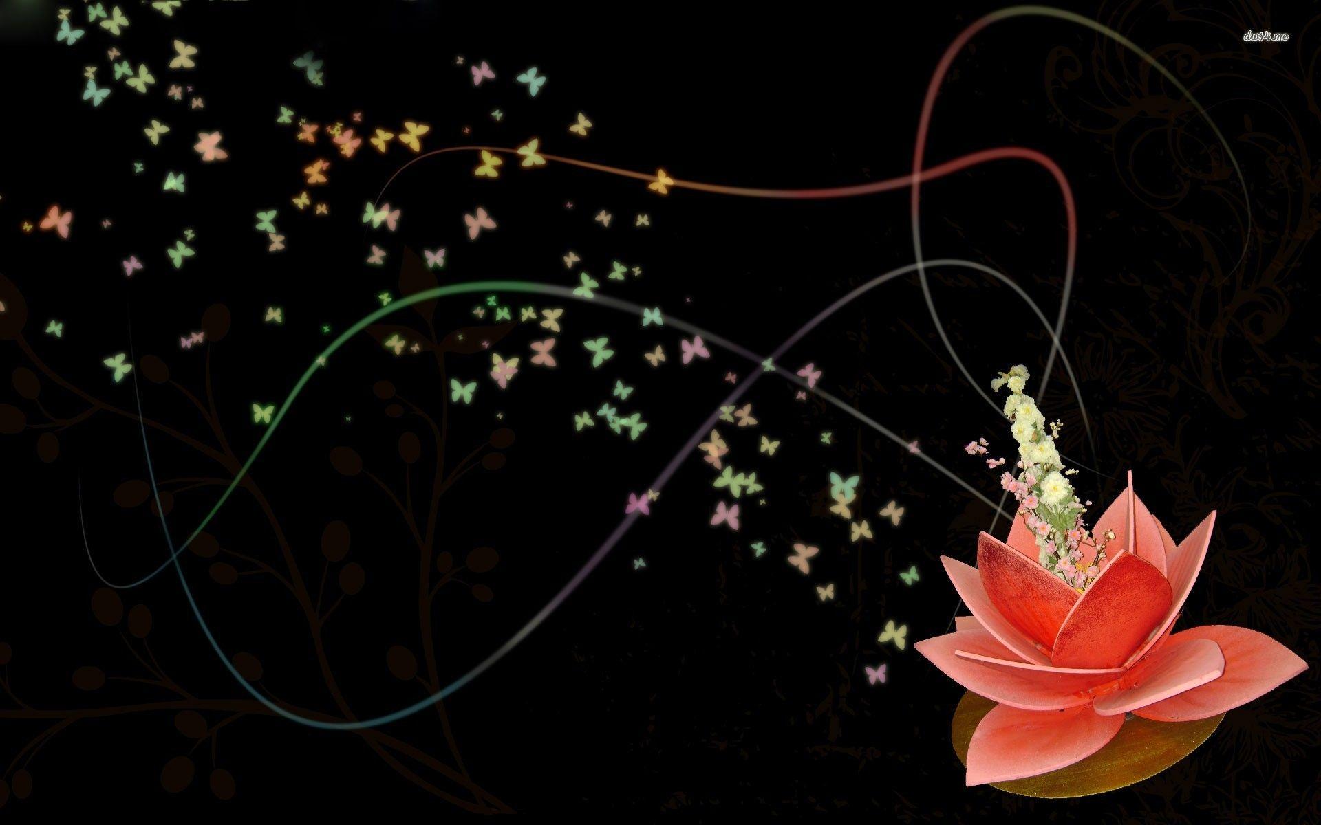 1920x1200 Lotus and butterflies wallpaper Art wallpaper