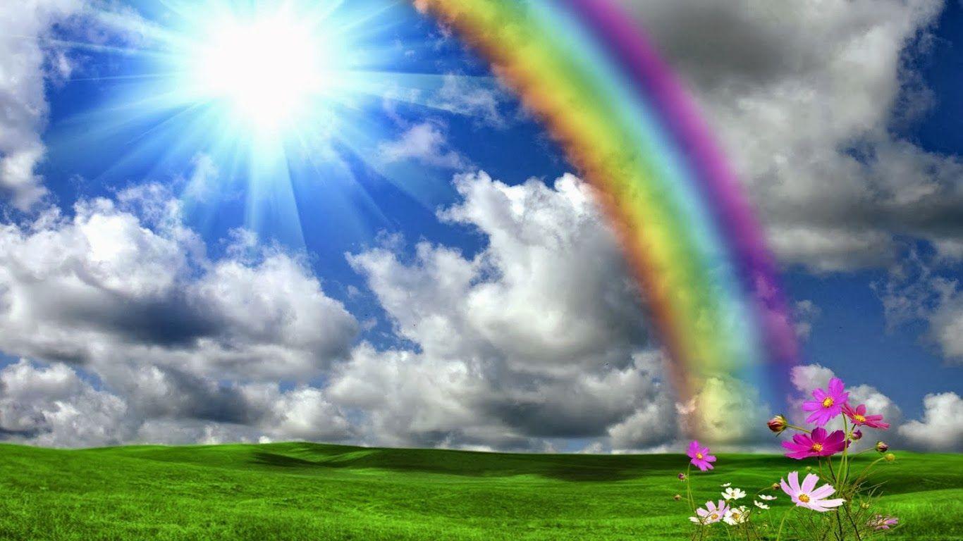 1366x768 Natural Rainbow HD Wallpaper