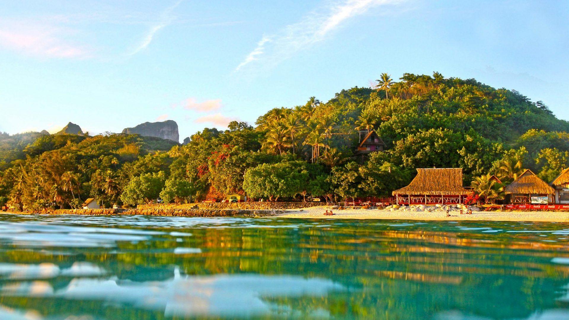 1920x1080 Tahiti Tag wallpaper: Snorkelling Turquoise Sea Sand Polynesia Swim