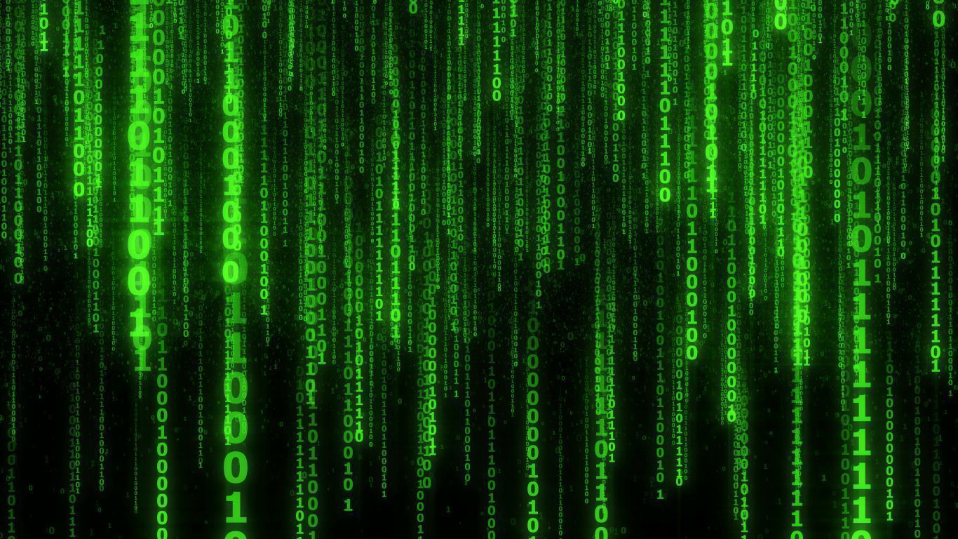 1366x768 Matrix code numbers green wallpaper