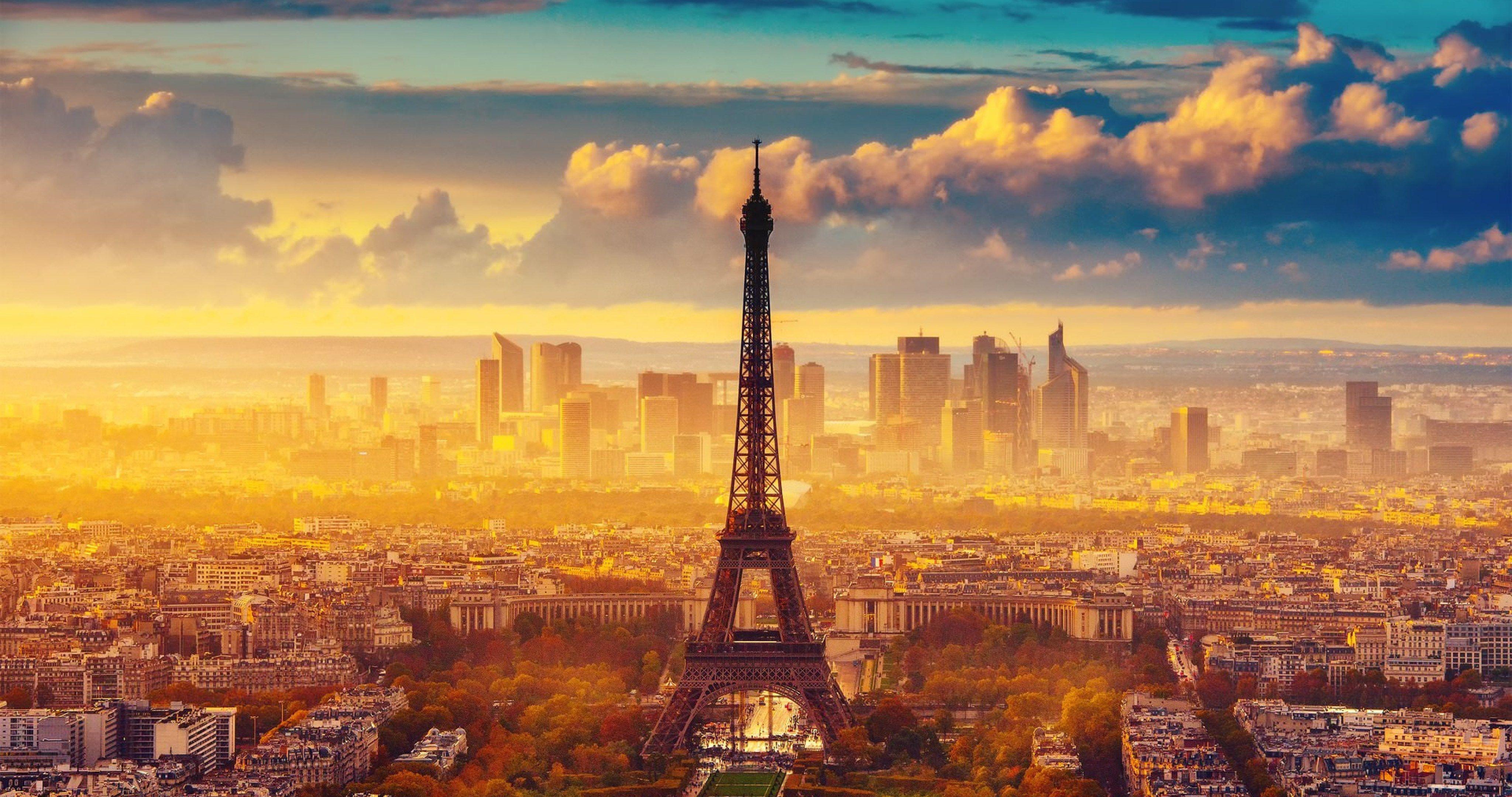 4096x2160 Tháp Eiffel Paris Cảnh thành phố 4k Hình nền Stress Buster