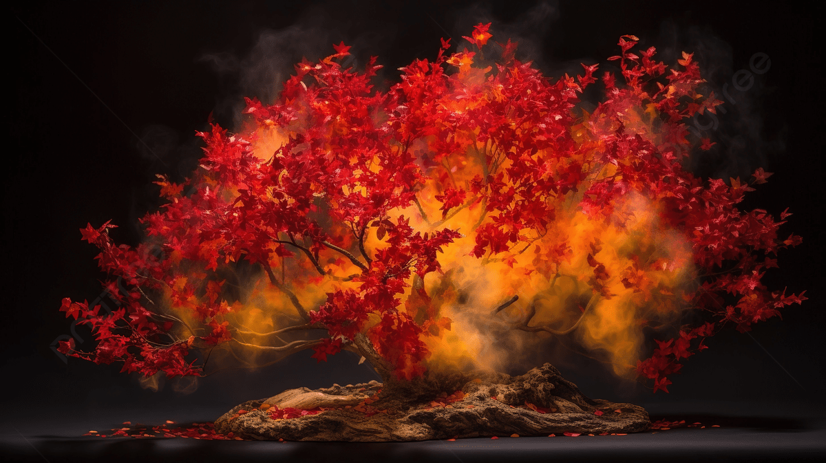 1200x673 Fire Burning A Red Tree Background