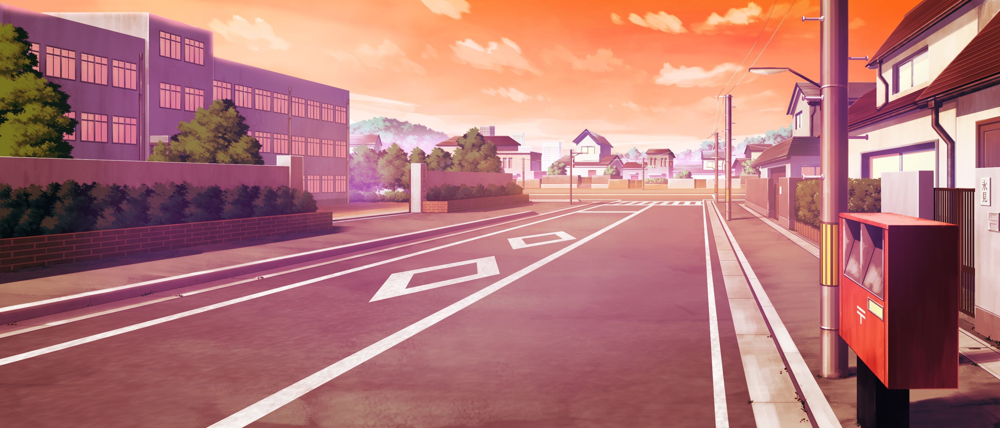 3500x1500 Anime Road HD Wallpaper