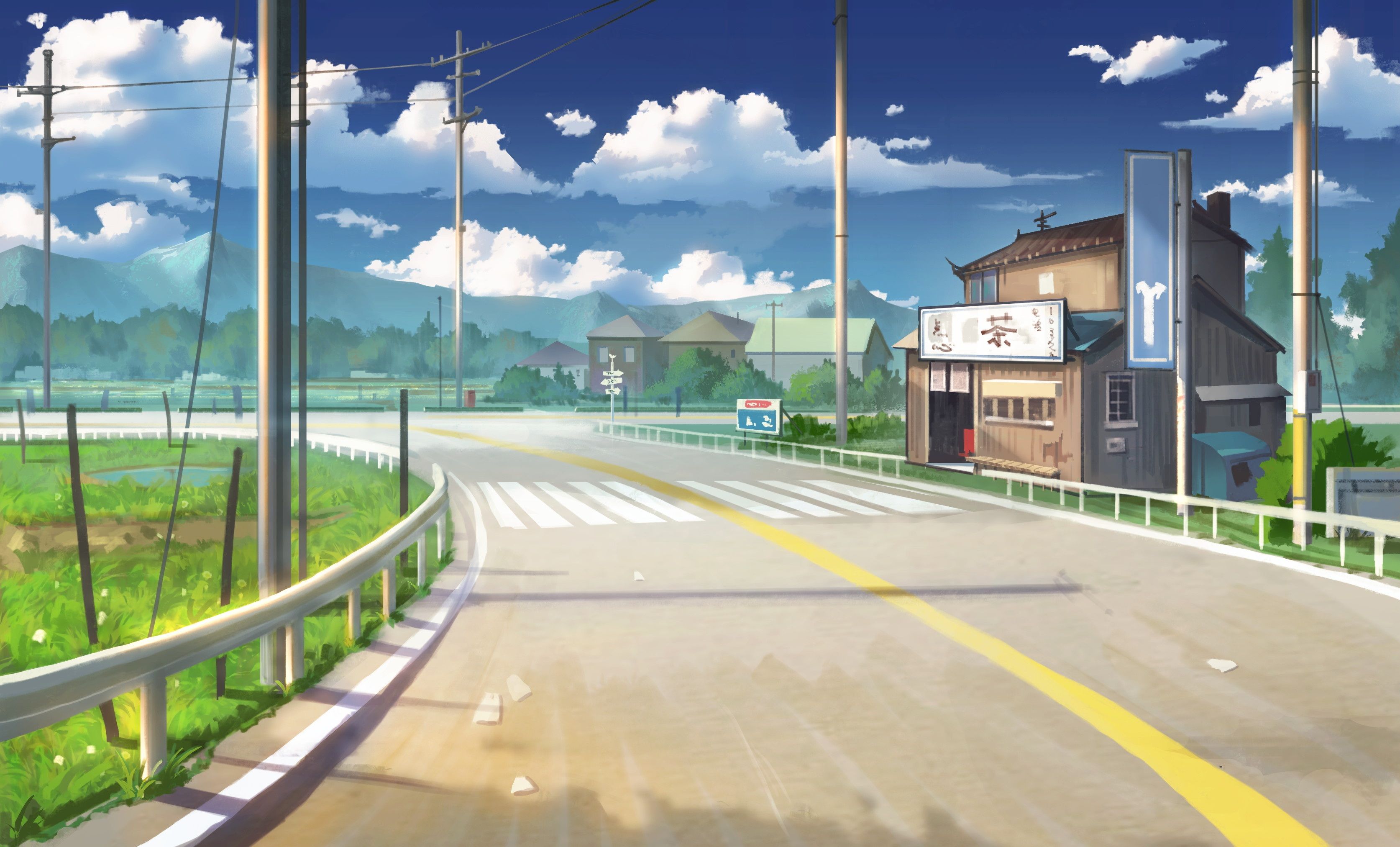 3347x2024 Anime Road HD Wallpaper