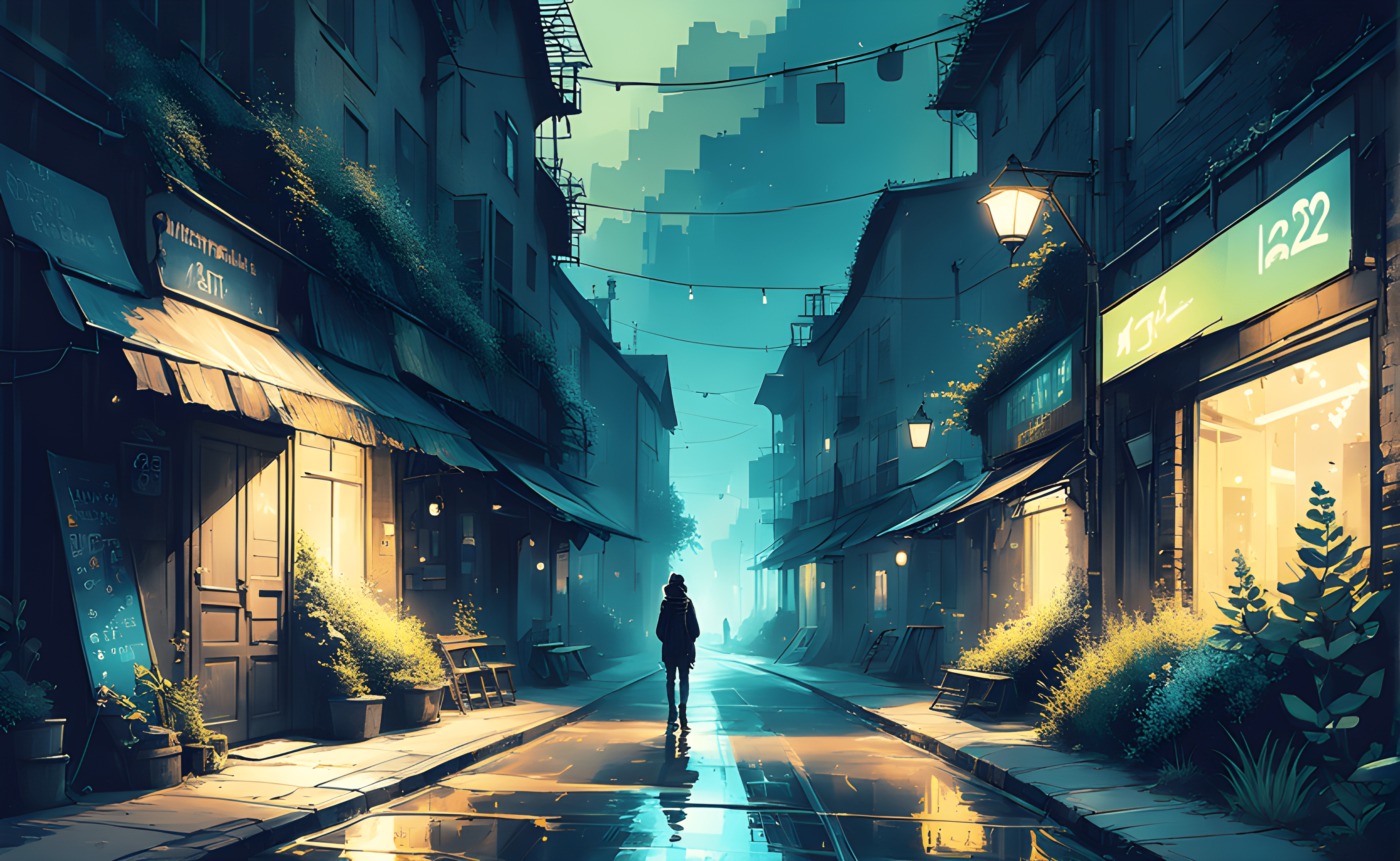 3328x2048 Anime Street HD Wallpaper