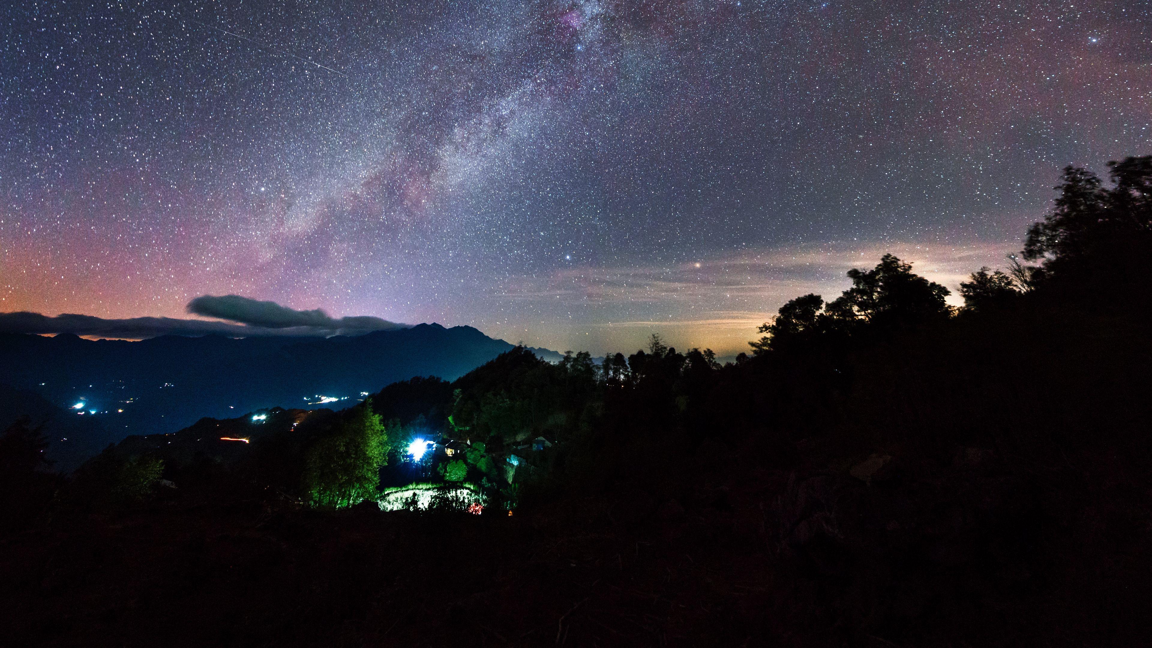3840x2160 Download wallpaper 3840x2160 night, stars, landscape, milky