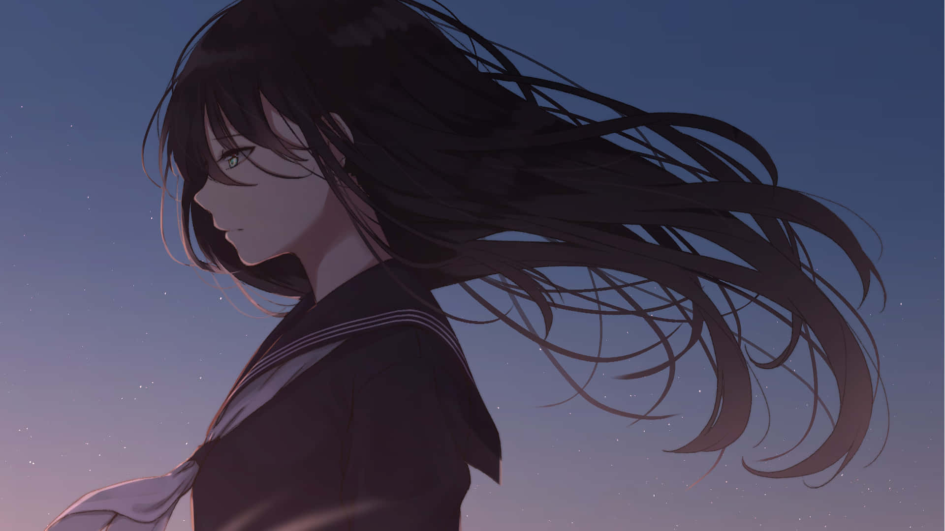 1920x1080 Sad Anime School Girl Profile Wallpaper