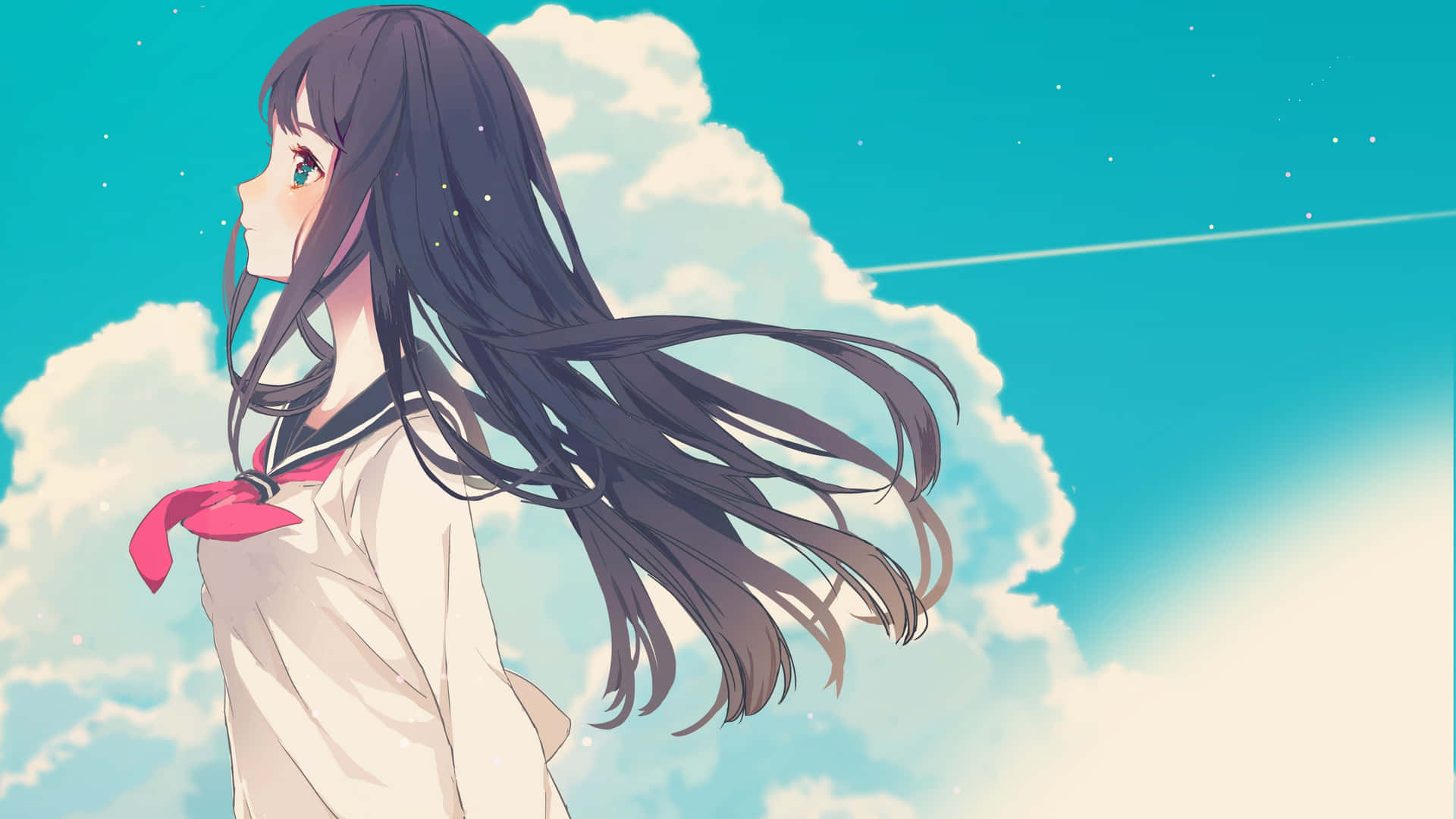 1920x1080 Download Blushing Anime Girl Side