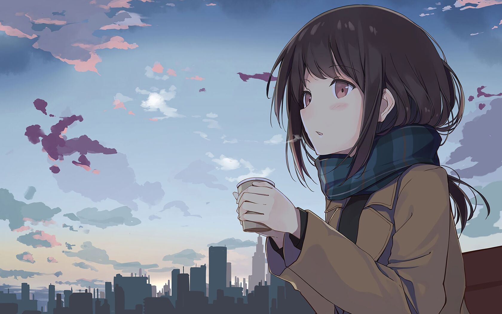 1680x1050 Anime Girl Cold Days