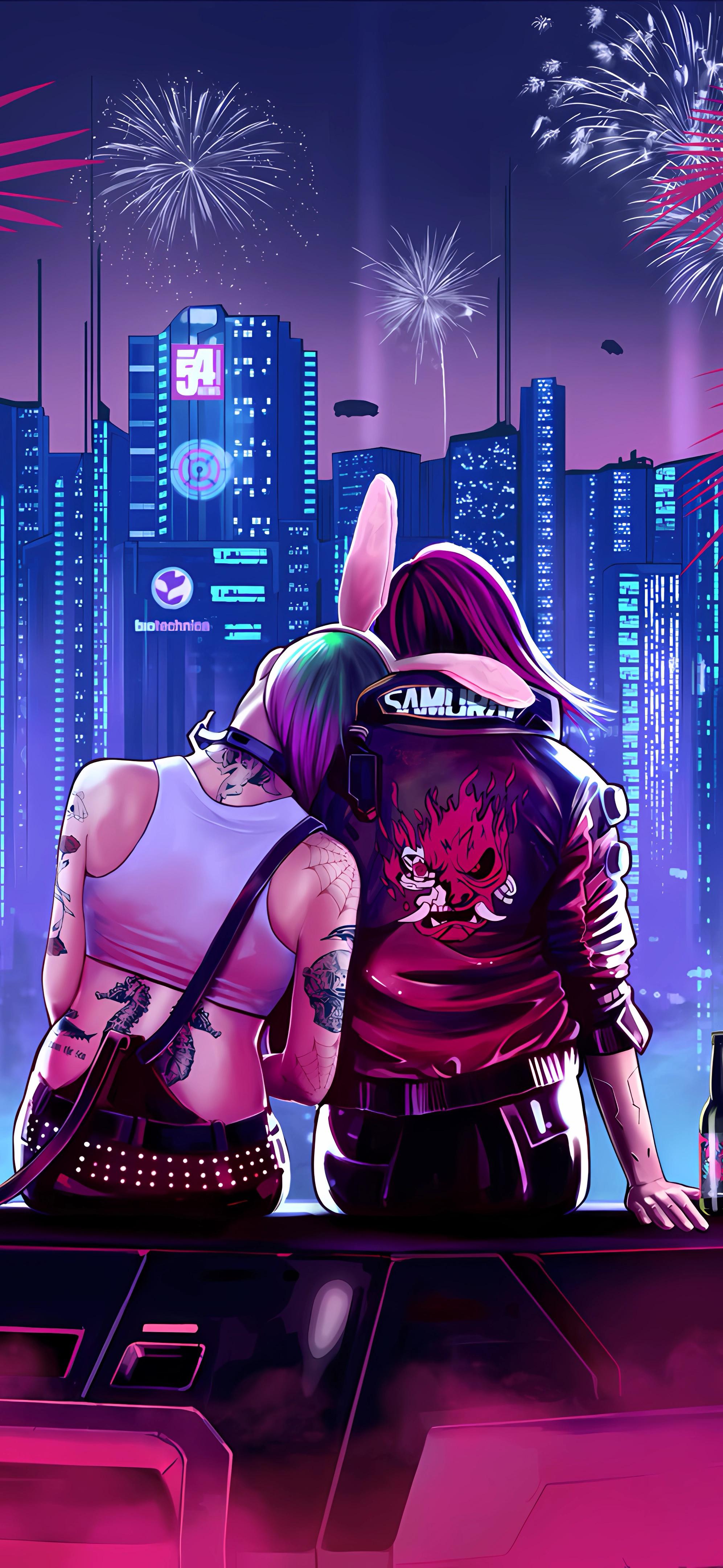 1993x4320 Cyberpunk Judy and V wallpaper