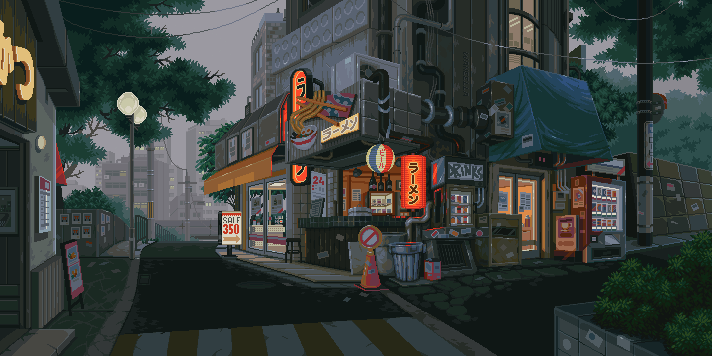 1440x720 Pixel Art Landscape City Street