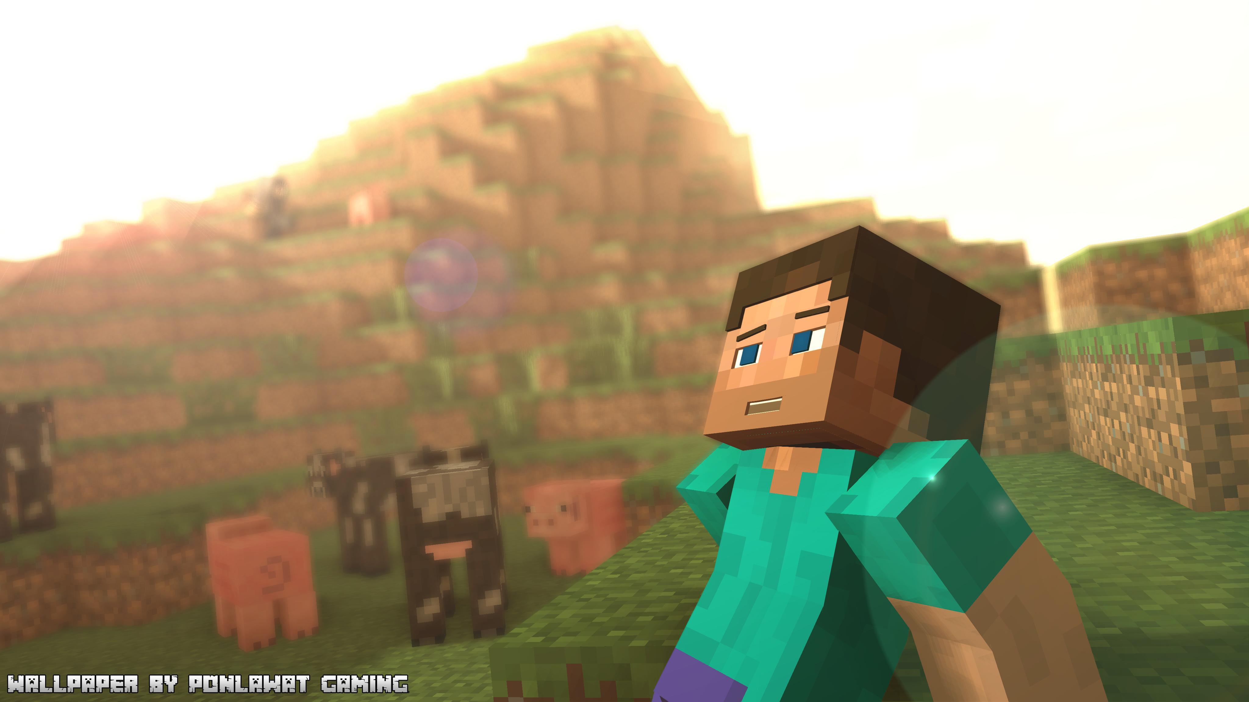4096x2304 Minecraft Steve Wallpaper