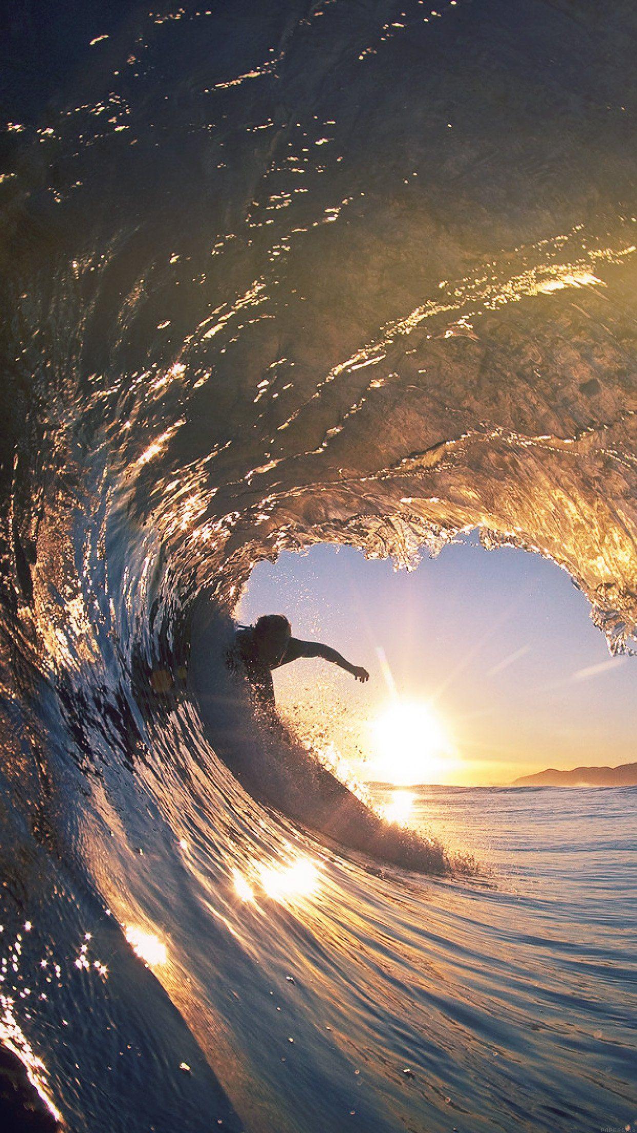 1242x2208 Surf Wave Sea Nature Sunshine Flare