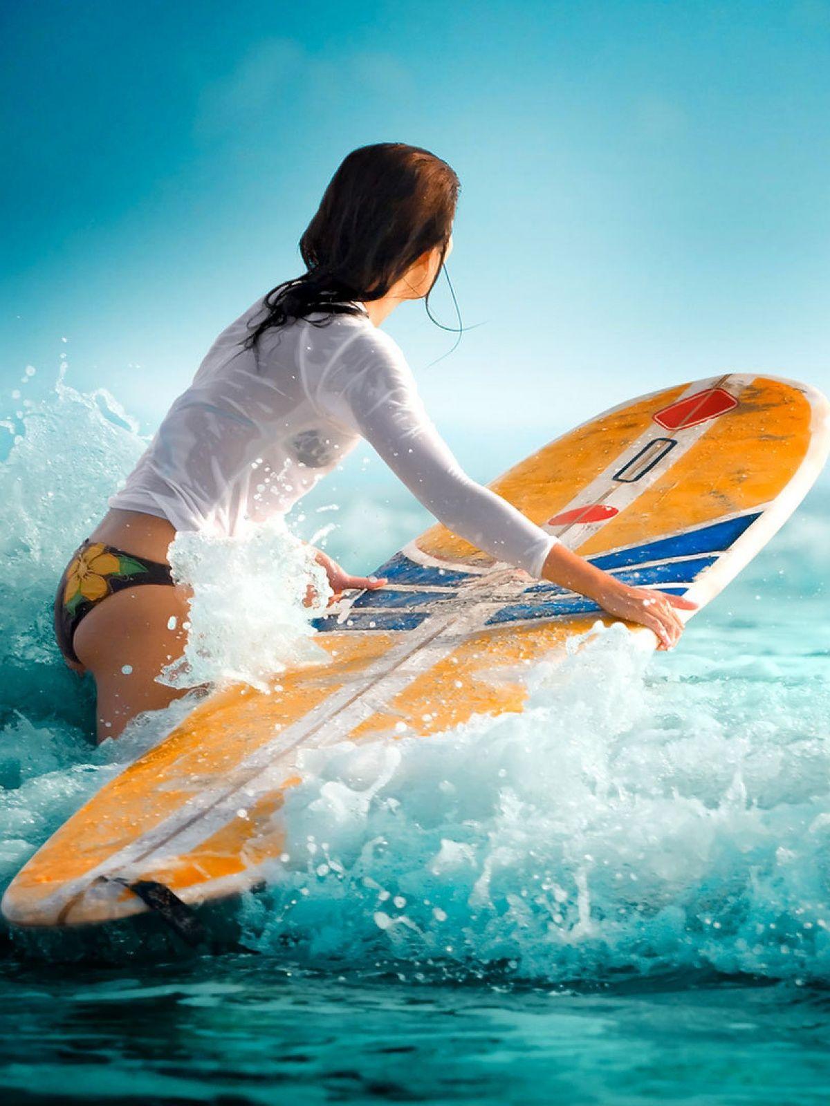1200x1600 Girls Surfing Wallpaper