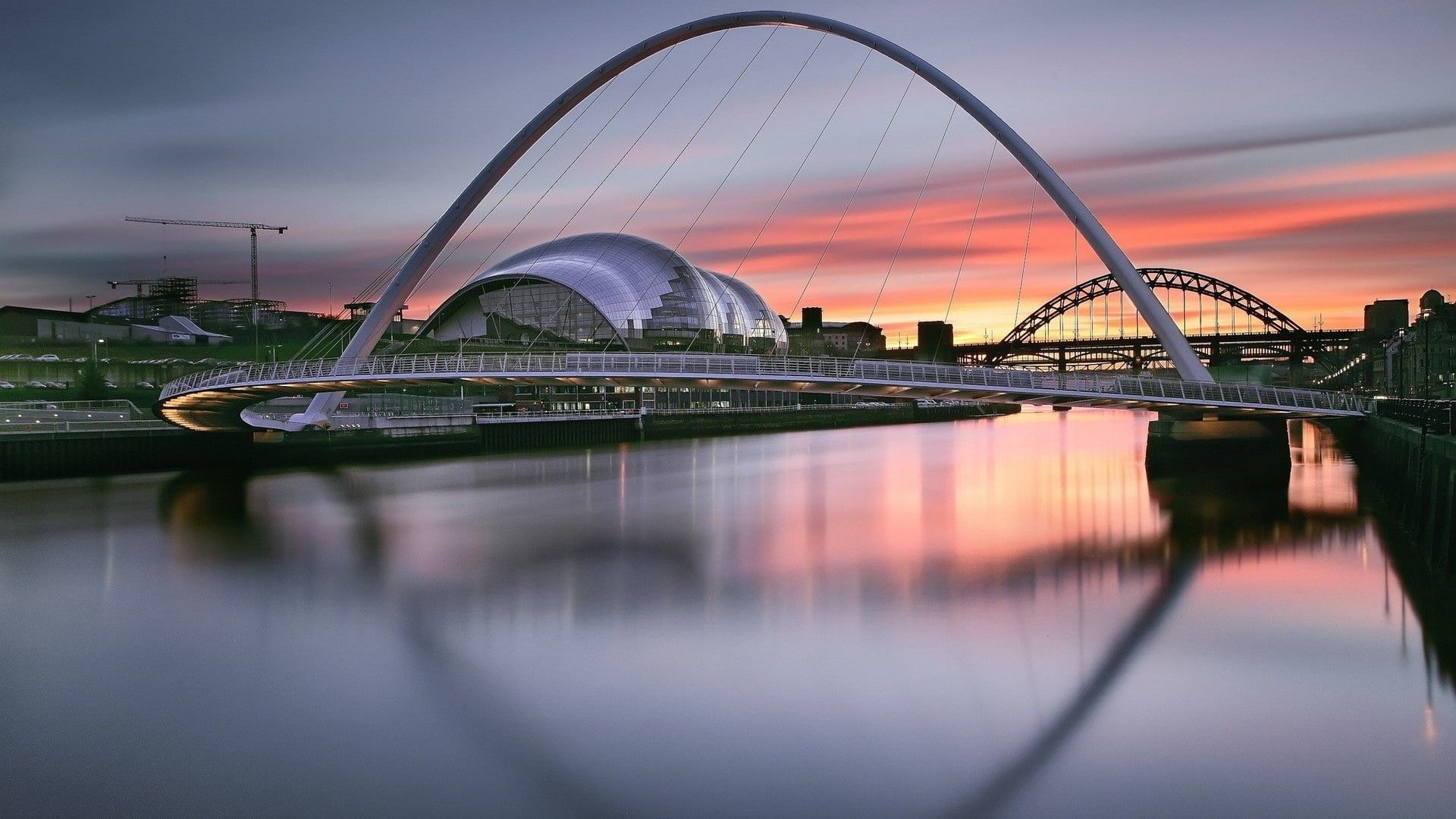 1920x1080 1080P, Newcastle, cityscape, reflection