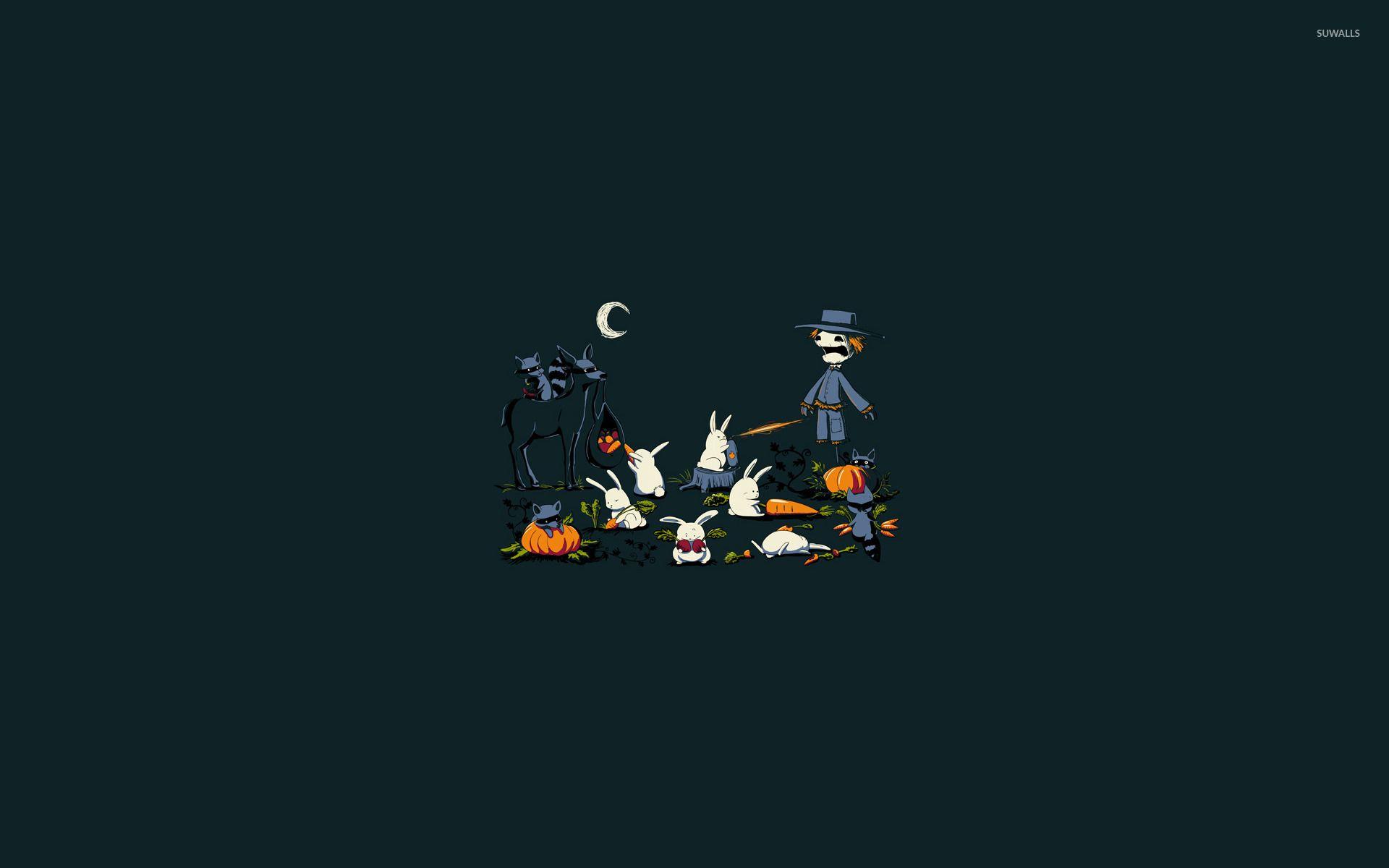 1920x1200 Animals robbing the scarecrow wallpaper wallpaper