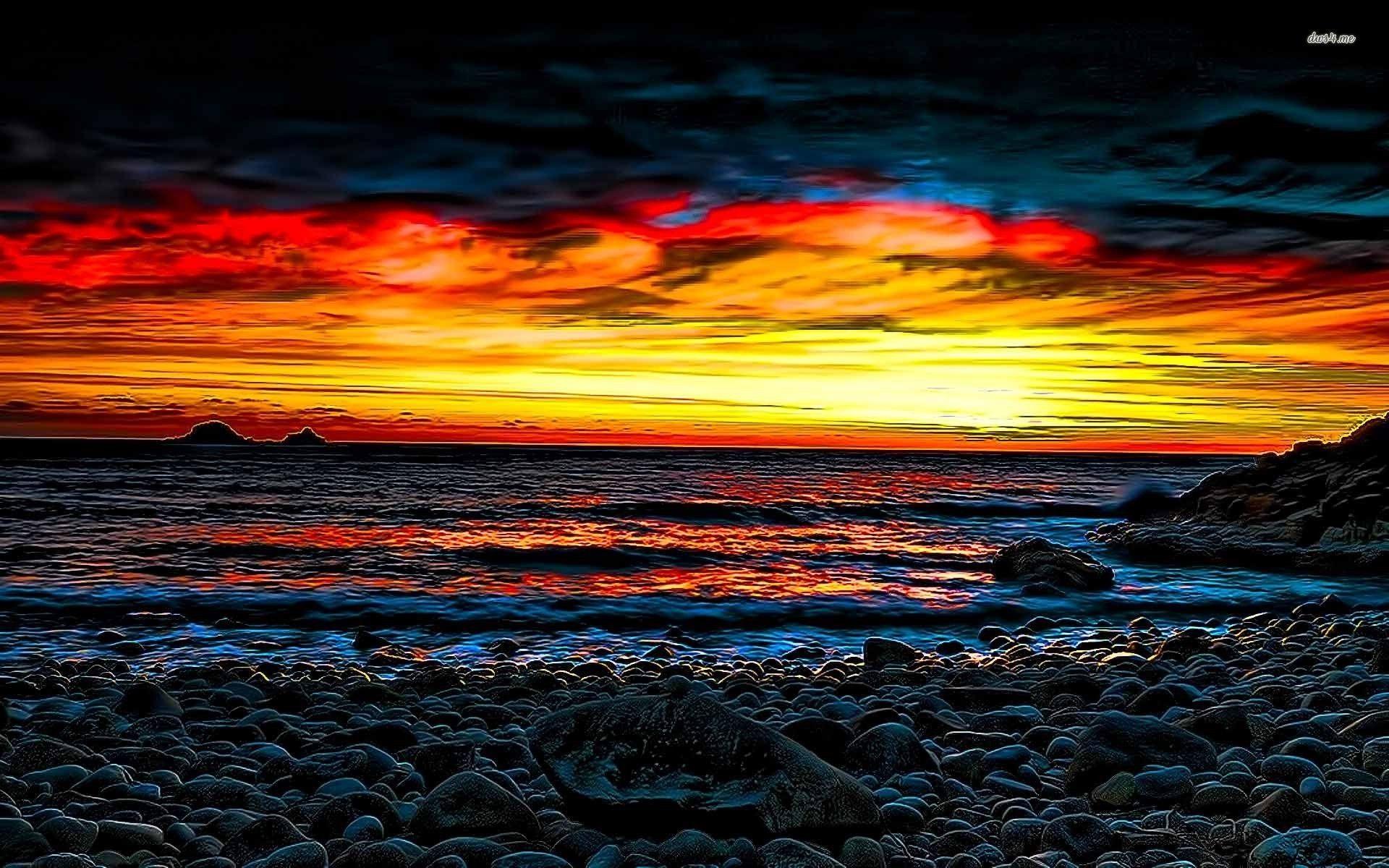 1920x1200 Colorful beach sunrise wallpaper wallpaper