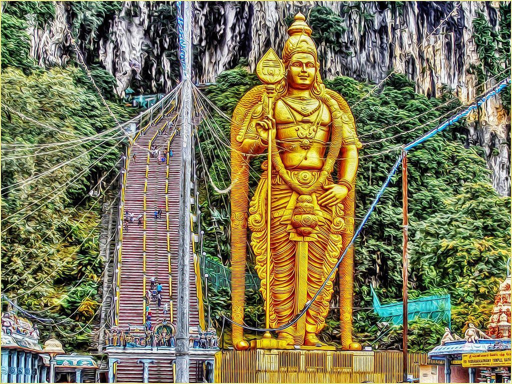 1024x768 Lord Murugan and the stairs to caves