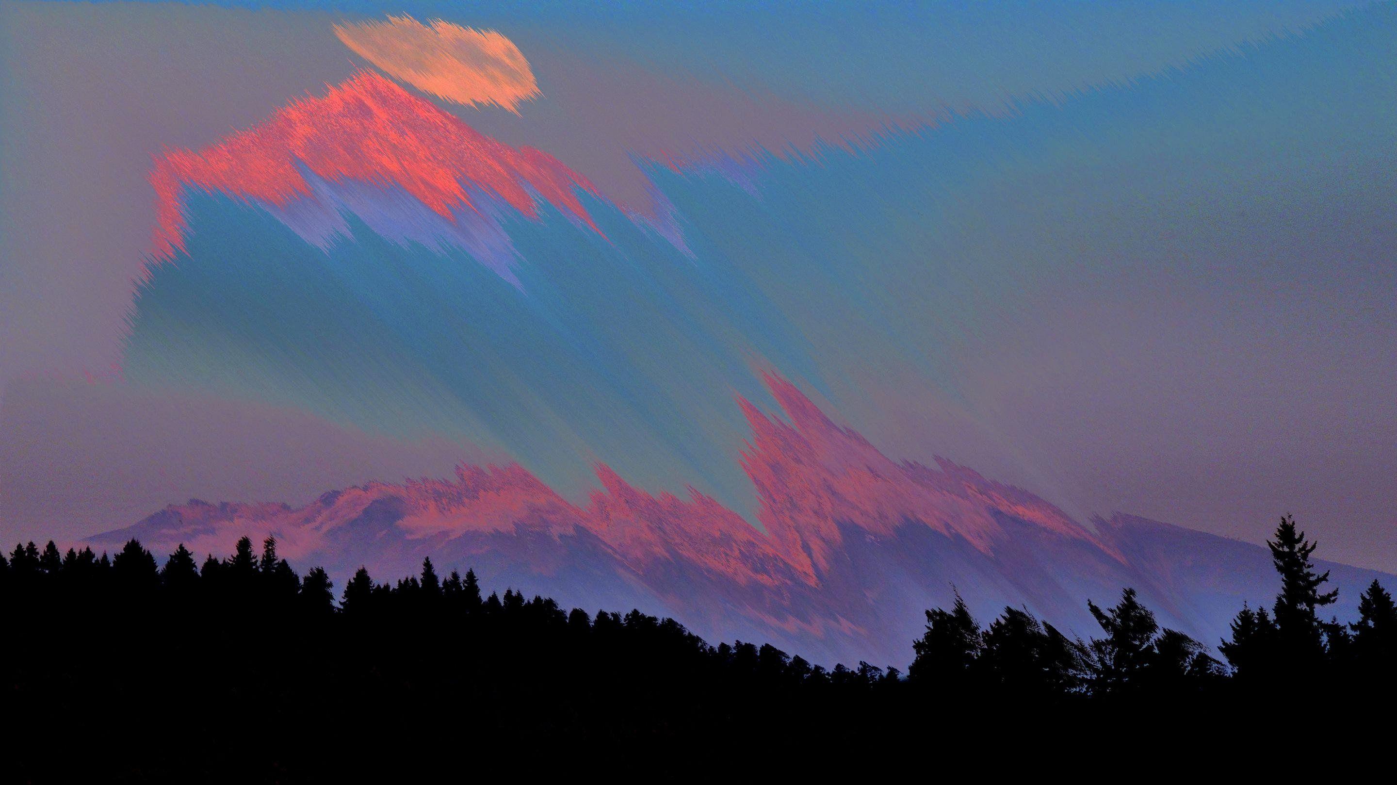 2880x1618 Glitch Art of Mount Fuji HD wallpaper