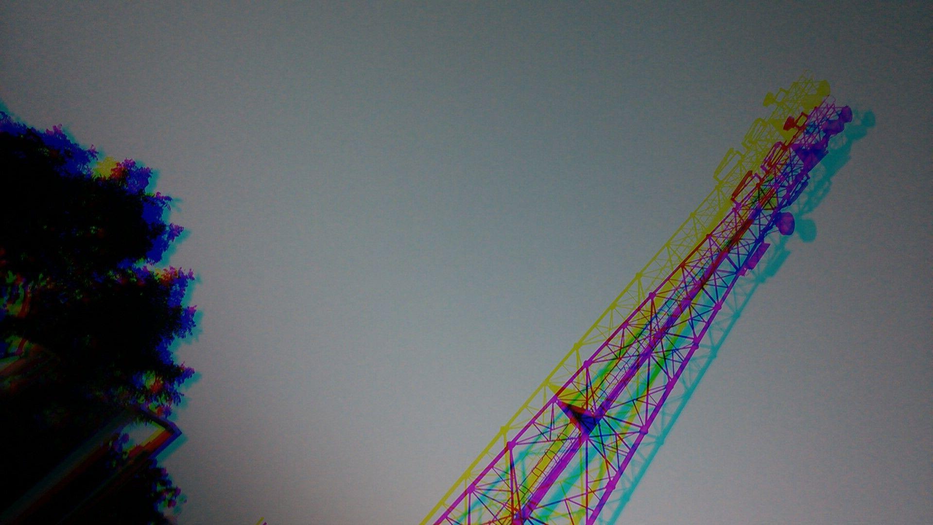 1920x1080 evening, Tower, Trees, Glitch Art Wallpaper HD / Desktop