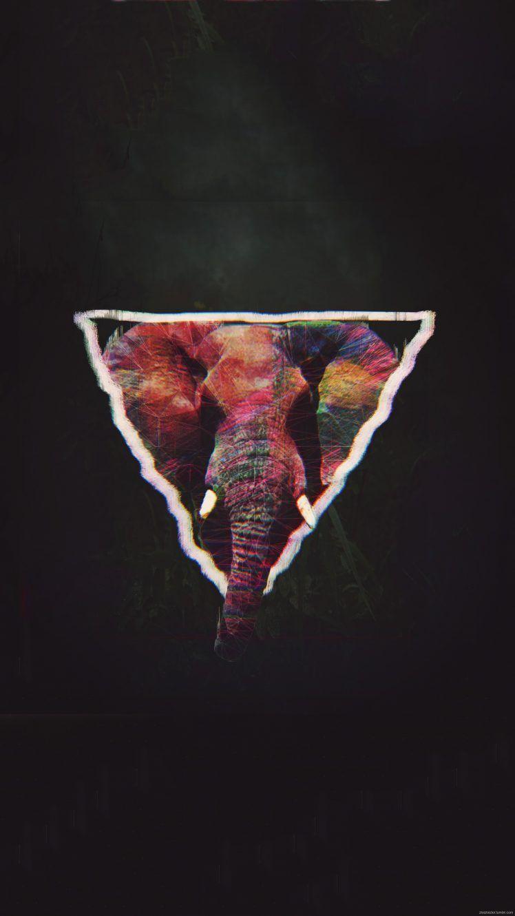 748x1330 elephant, Abstract, Animals, Triangle, Glitch art Wallpaper HD
