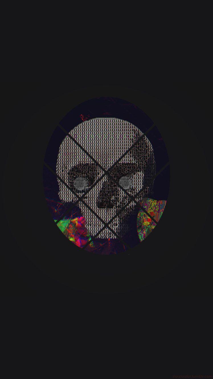 748x1330 skull, ASCII art, Abstract, Glitch art Wallpaper HD