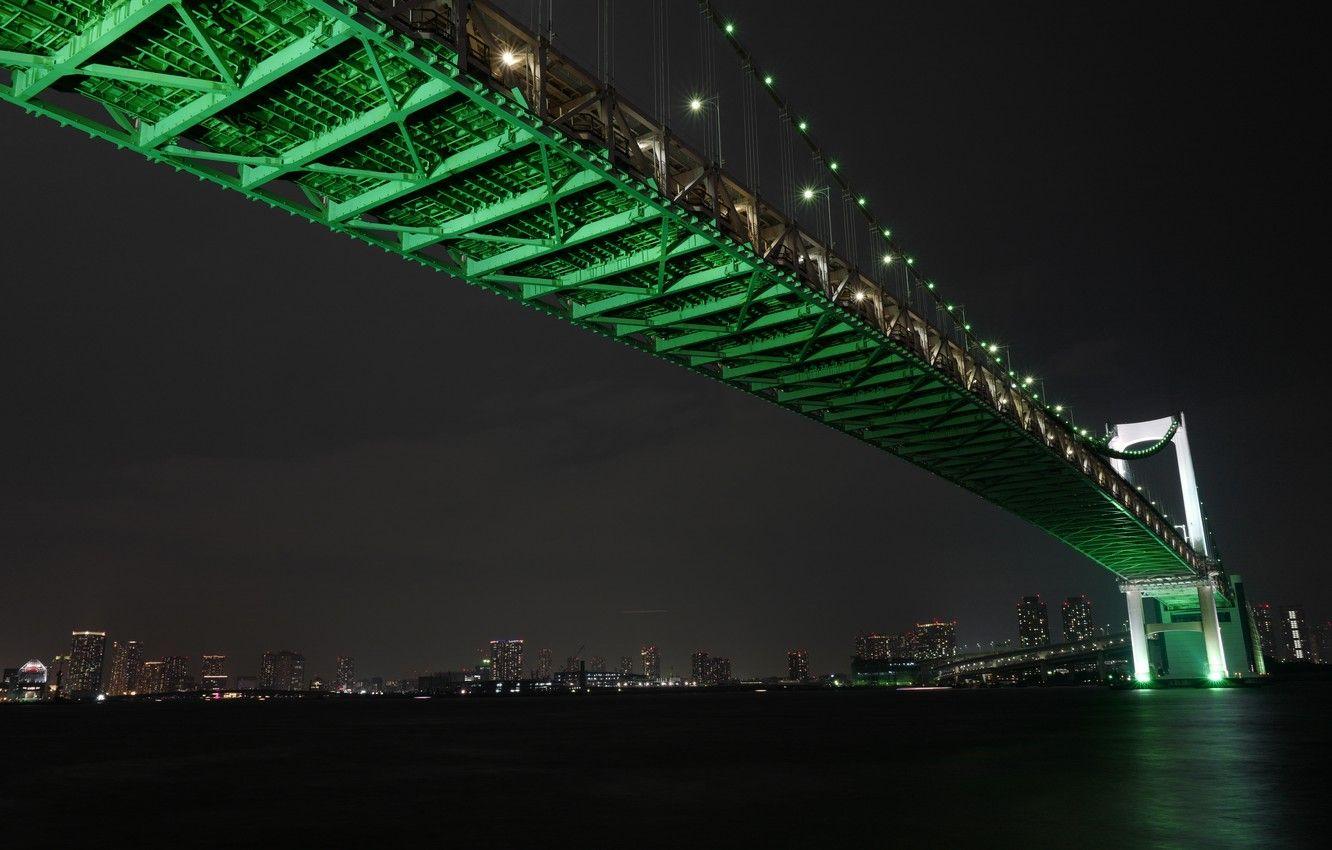 1332x850 Wallpaper bridge, Japan, Tokyo, Bay, Tokyo, Japan, Rainbow